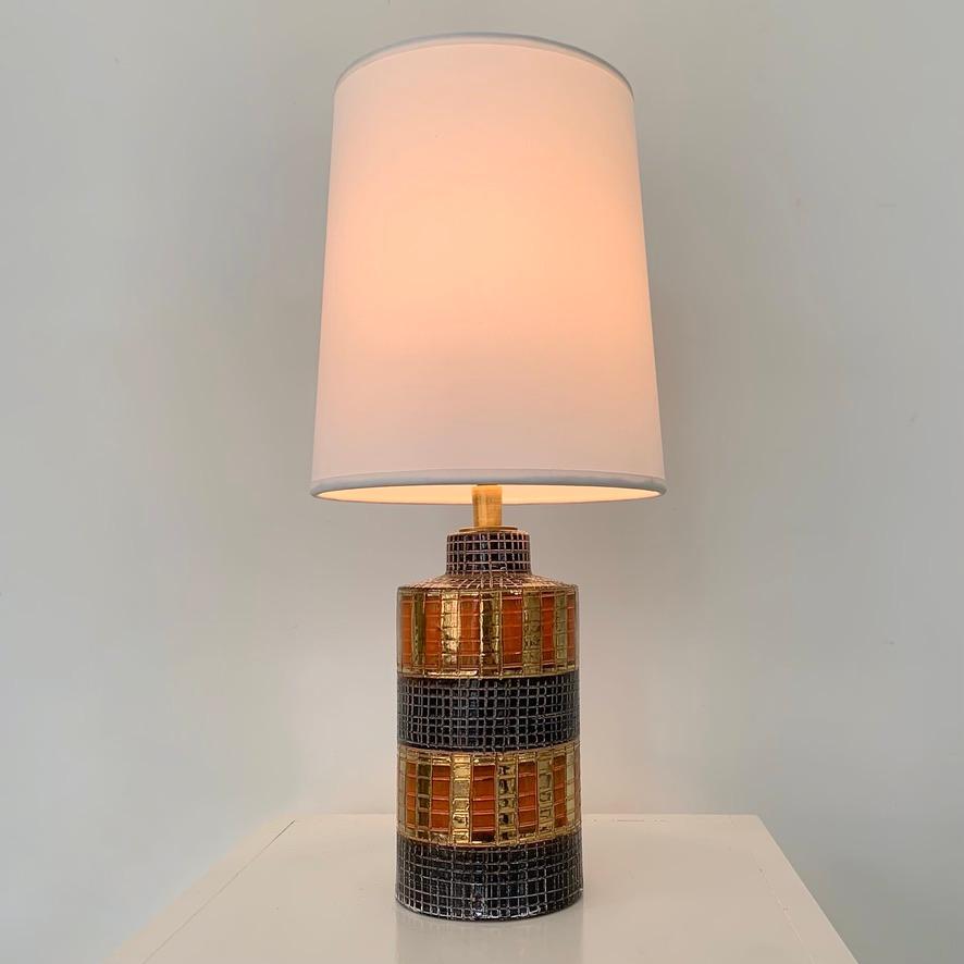 Mid-Century Modern Lampe de table en céramique or et orange de Bitossi, vers 1970, Italie. en vente