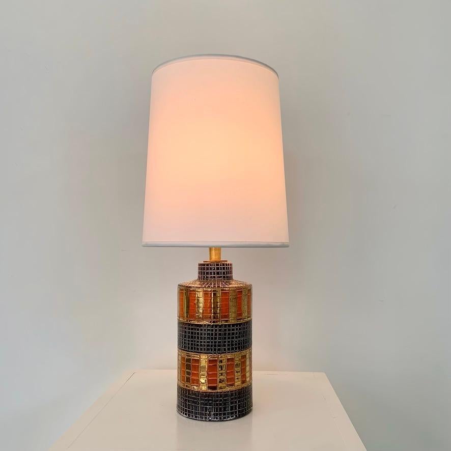 Fin du 20e siècle Lampe de table en céramique or et orange de Bitossi, vers 1970, Italie. en vente