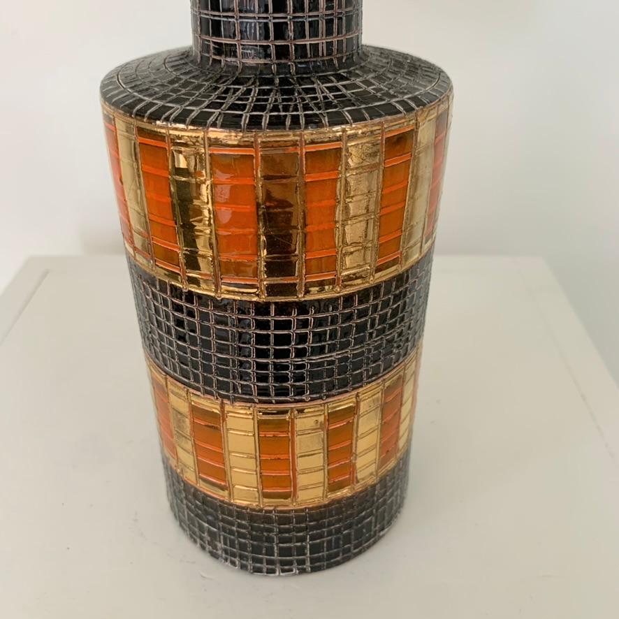 Lampe de table en céramique or et orange de Bitossi, vers 1970, Italie. en vente 1