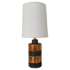 Lampada da tavolo in ceramica oro e arancio di Bitossi, 1970 circa, Italia.
