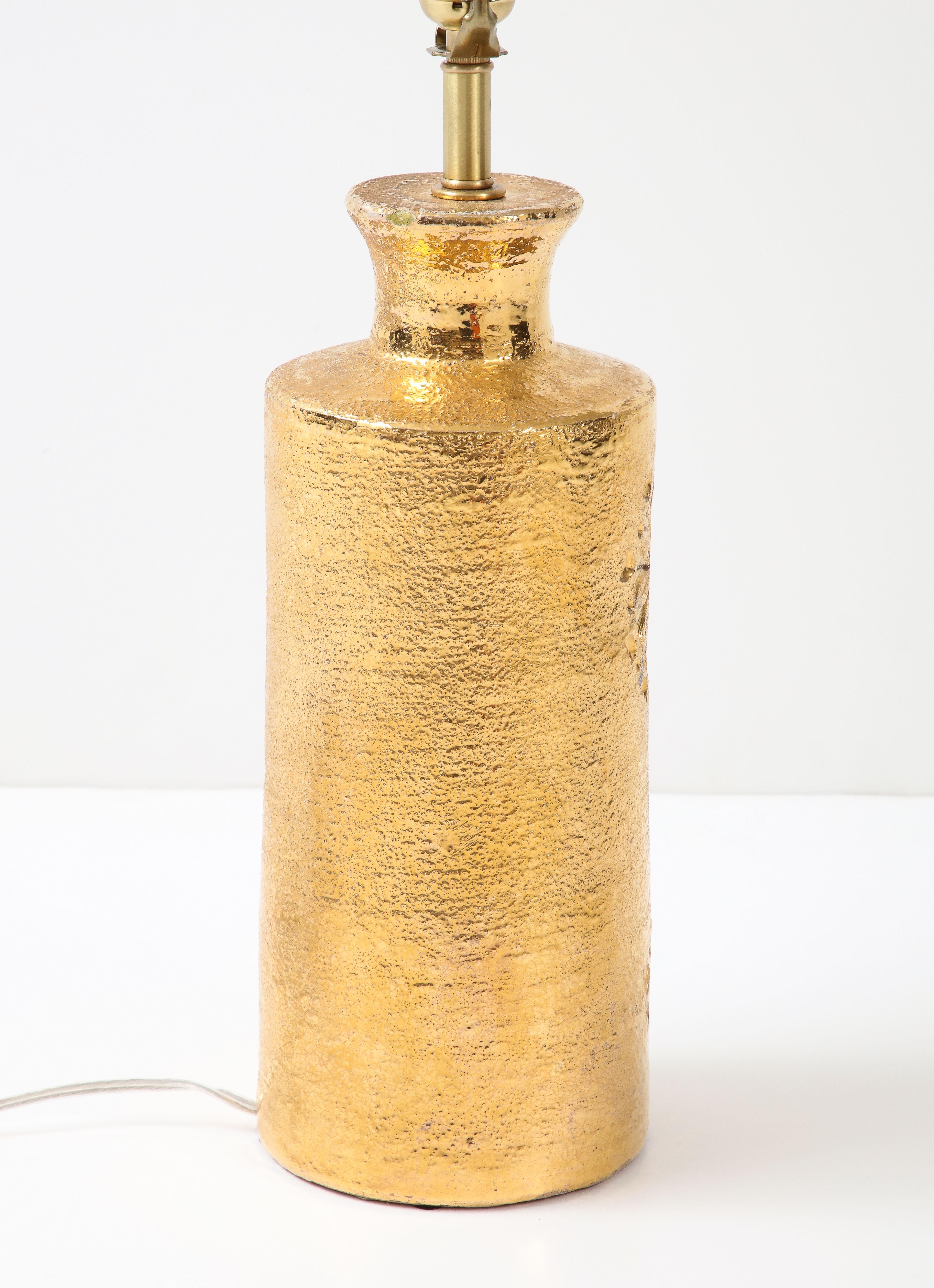 Lampe Bitossi en céramique émaillée dorée en vente 1