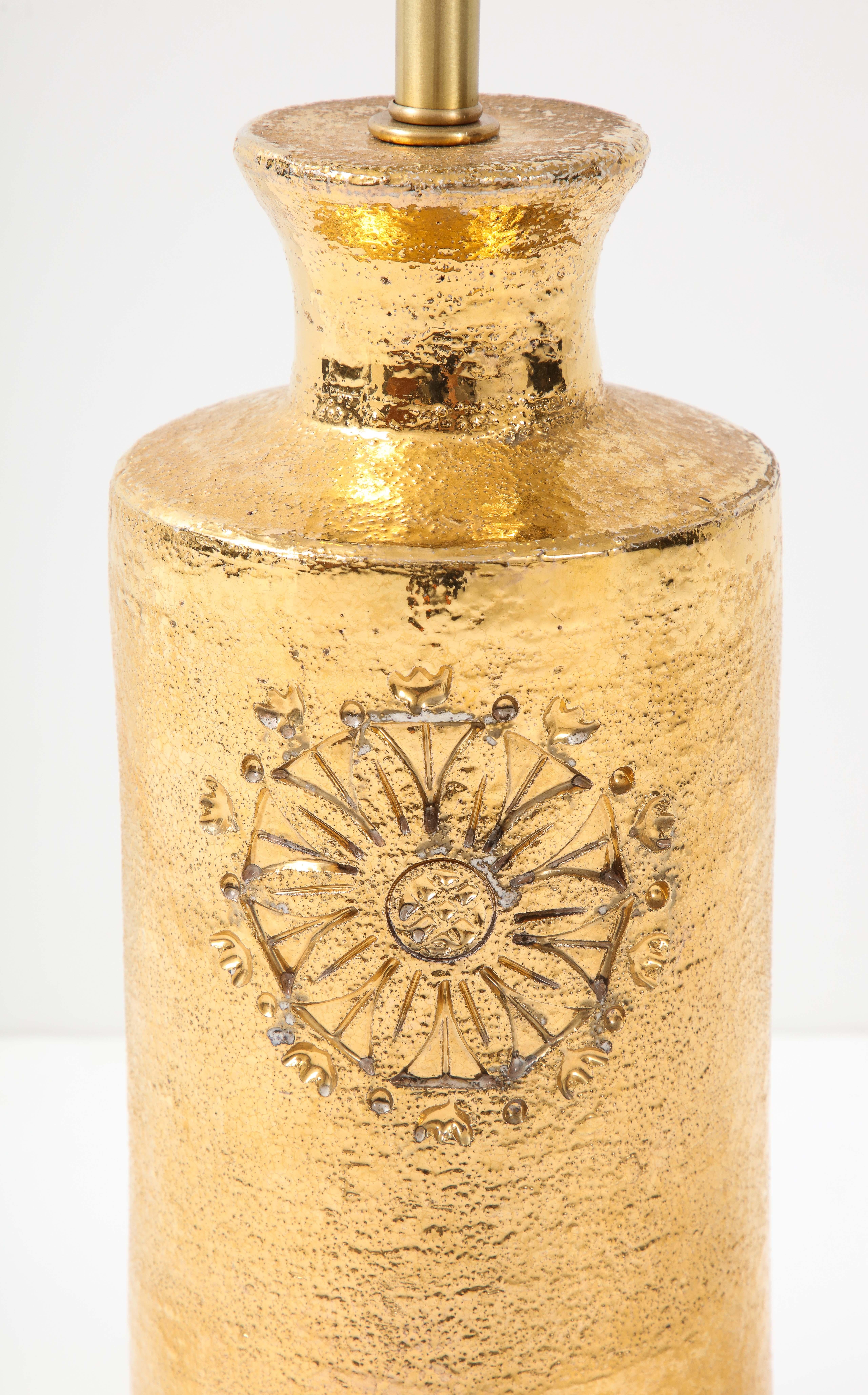 Bitossi Gold Glazed Ceramic Lamp For Sale 2