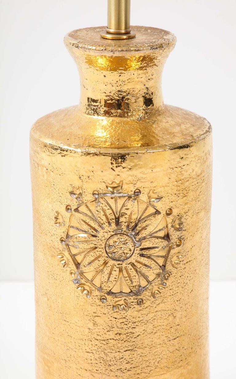 Bitossi Gold Glazed Ceramic Lamp For Sale at 1stDibs