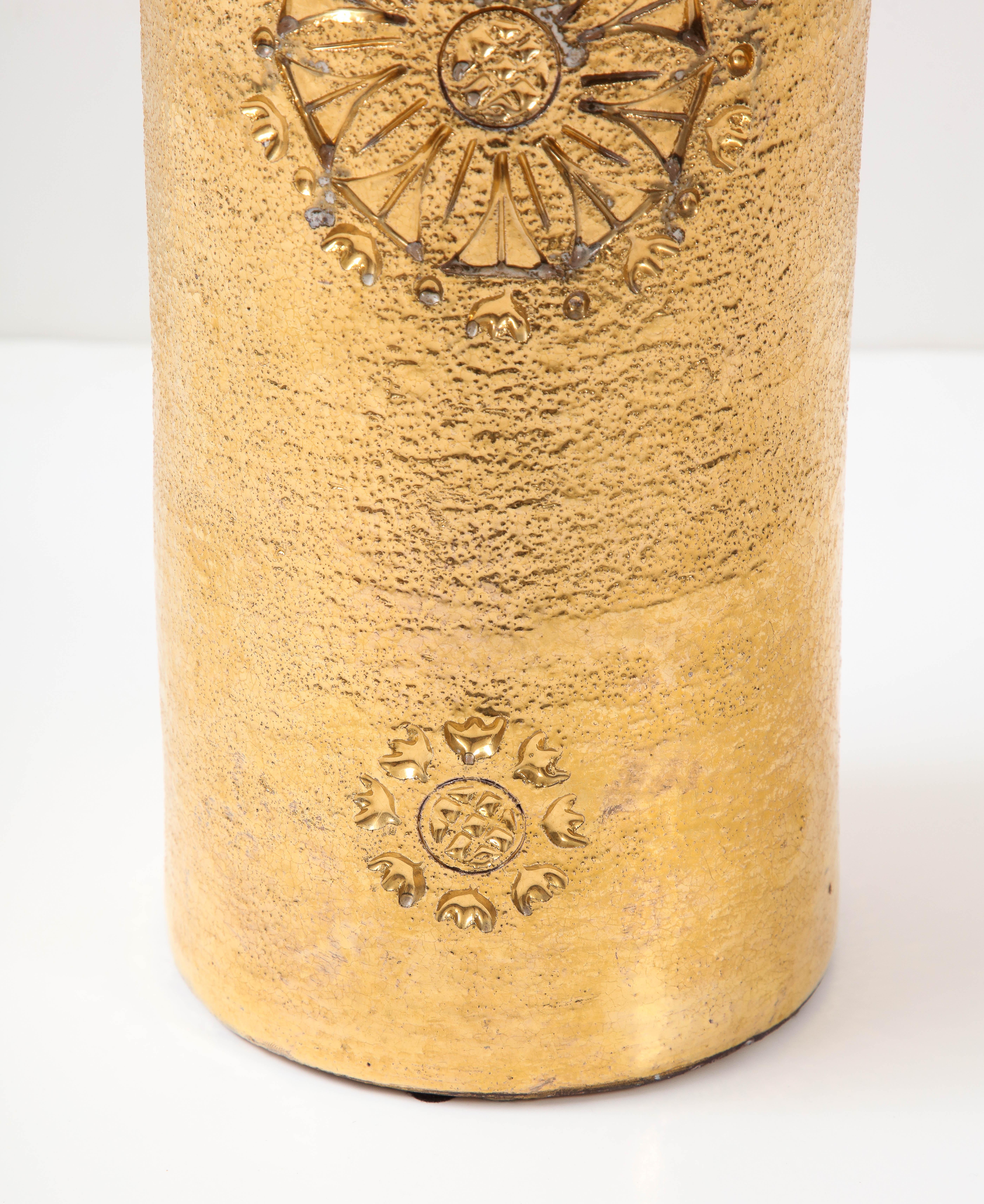 Lampe Bitossi en céramique émaillée dorée en vente 3