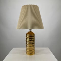1 of 3 Bitossi Gold Glazed Ceramic Table Lamp by Miranda of Sweden, 1965