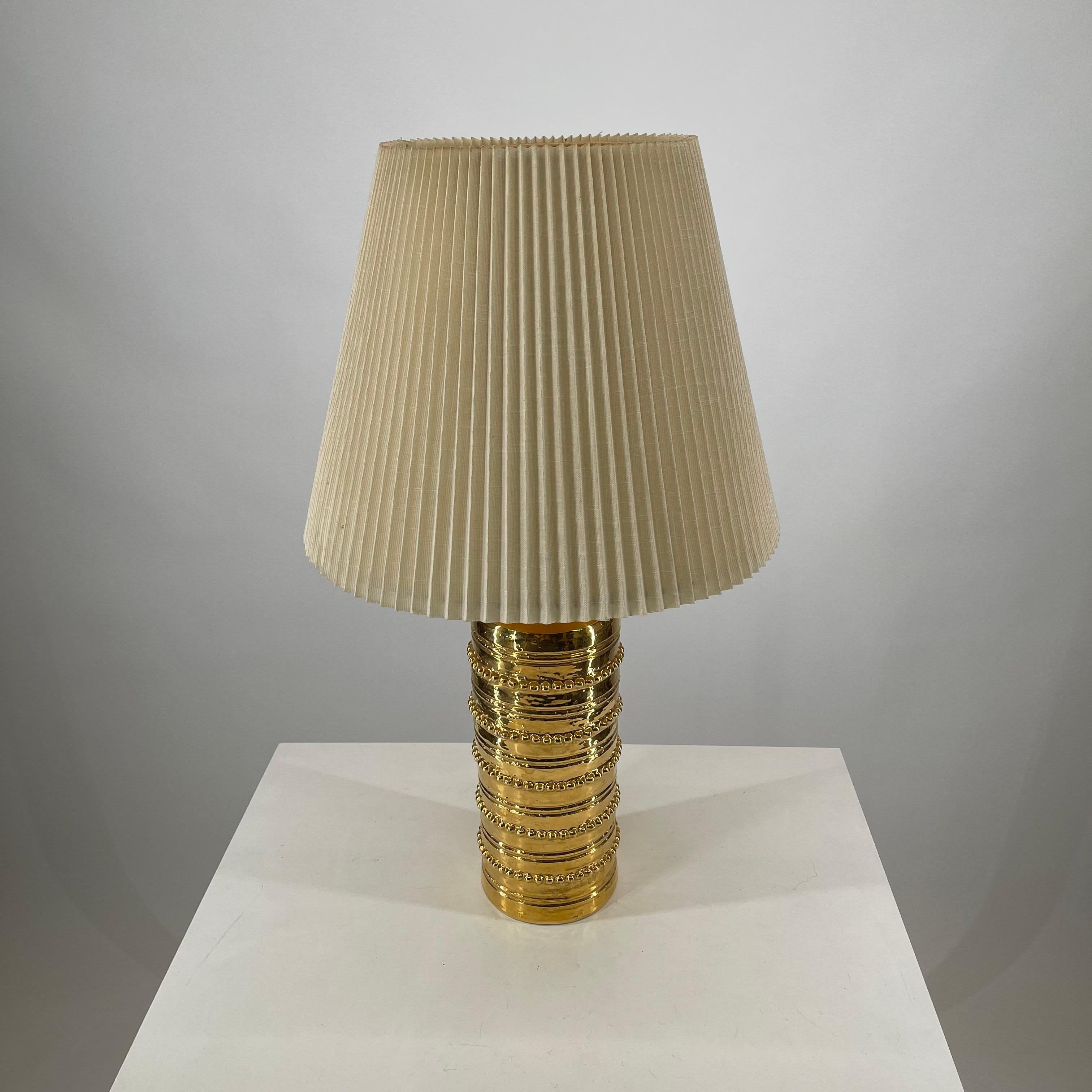 Mid-Century Modern 1 of 3 Bitossi Gold Glazed Ceramic Table Lamp by Miranda of Sweden, 1965 For Sale