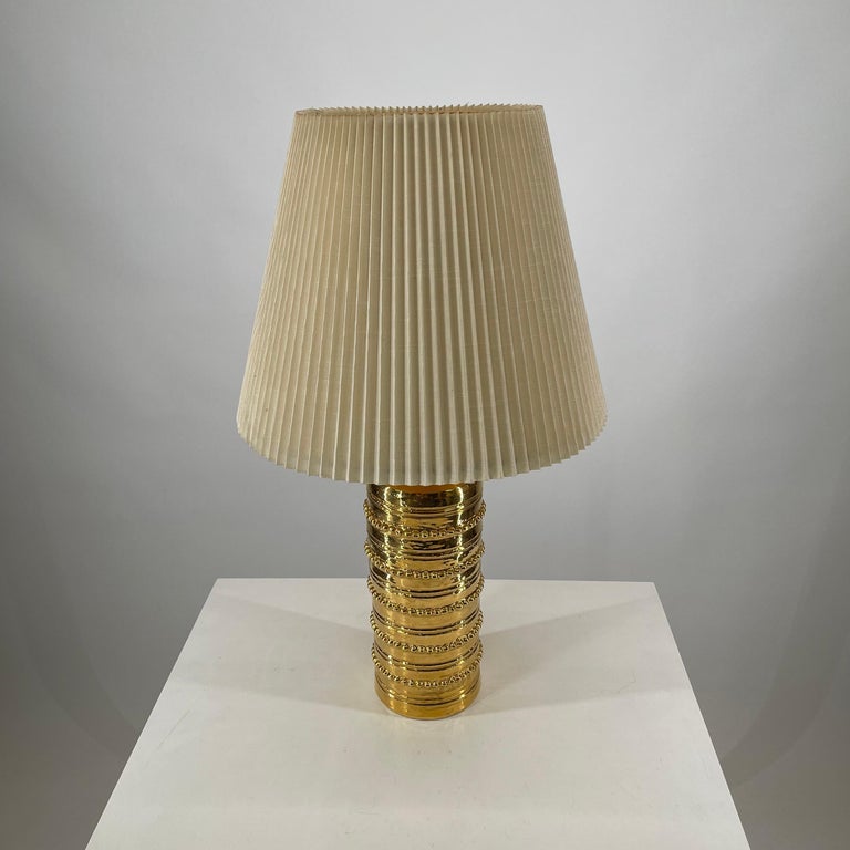 1 of 3 Bitossi Gold Glazed Ceramic Table Lamp by Miranda of Sweden