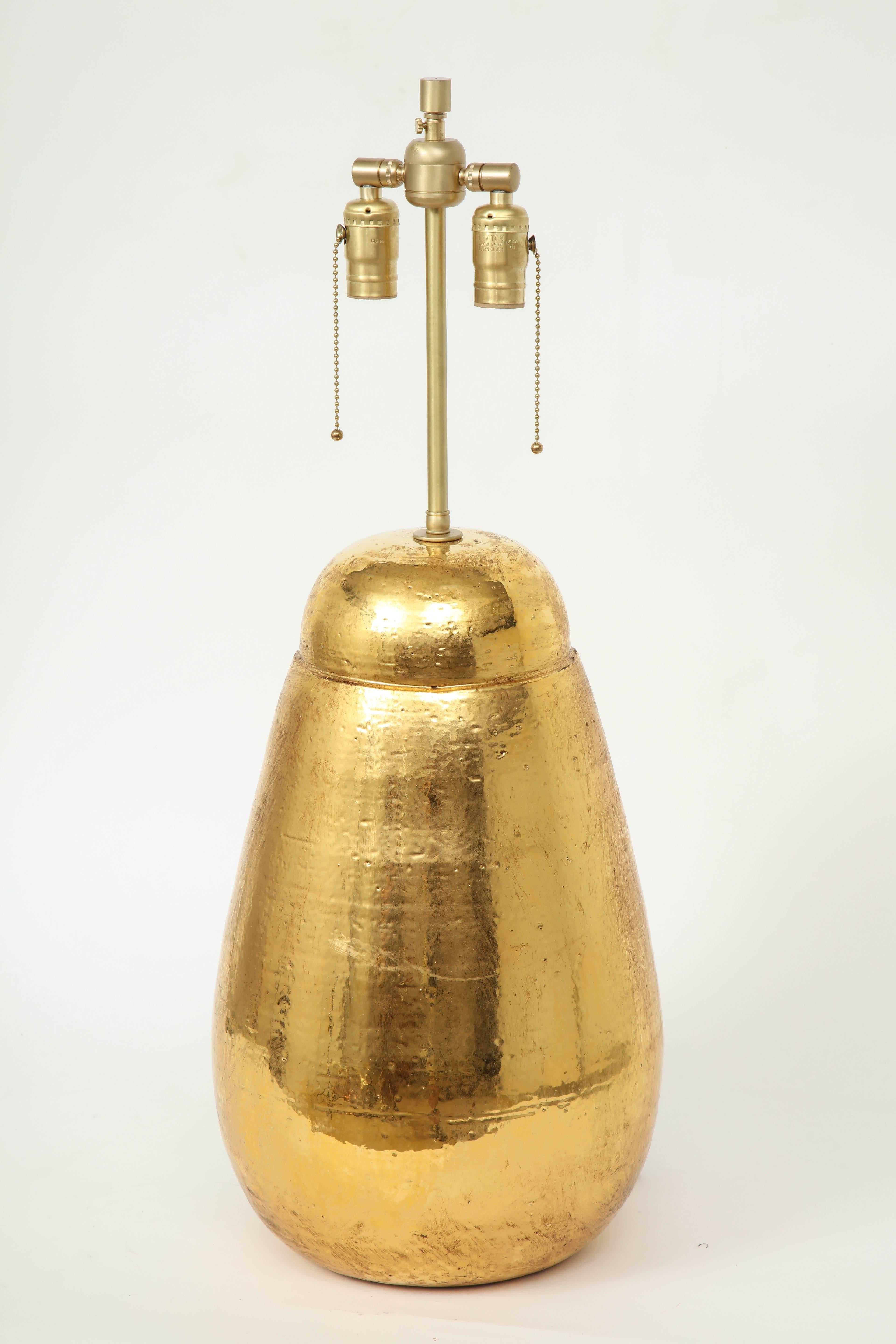 Mid-Century Modern Large Scale, Bitossi Gold Glazed Terracotta Lamps For Sale