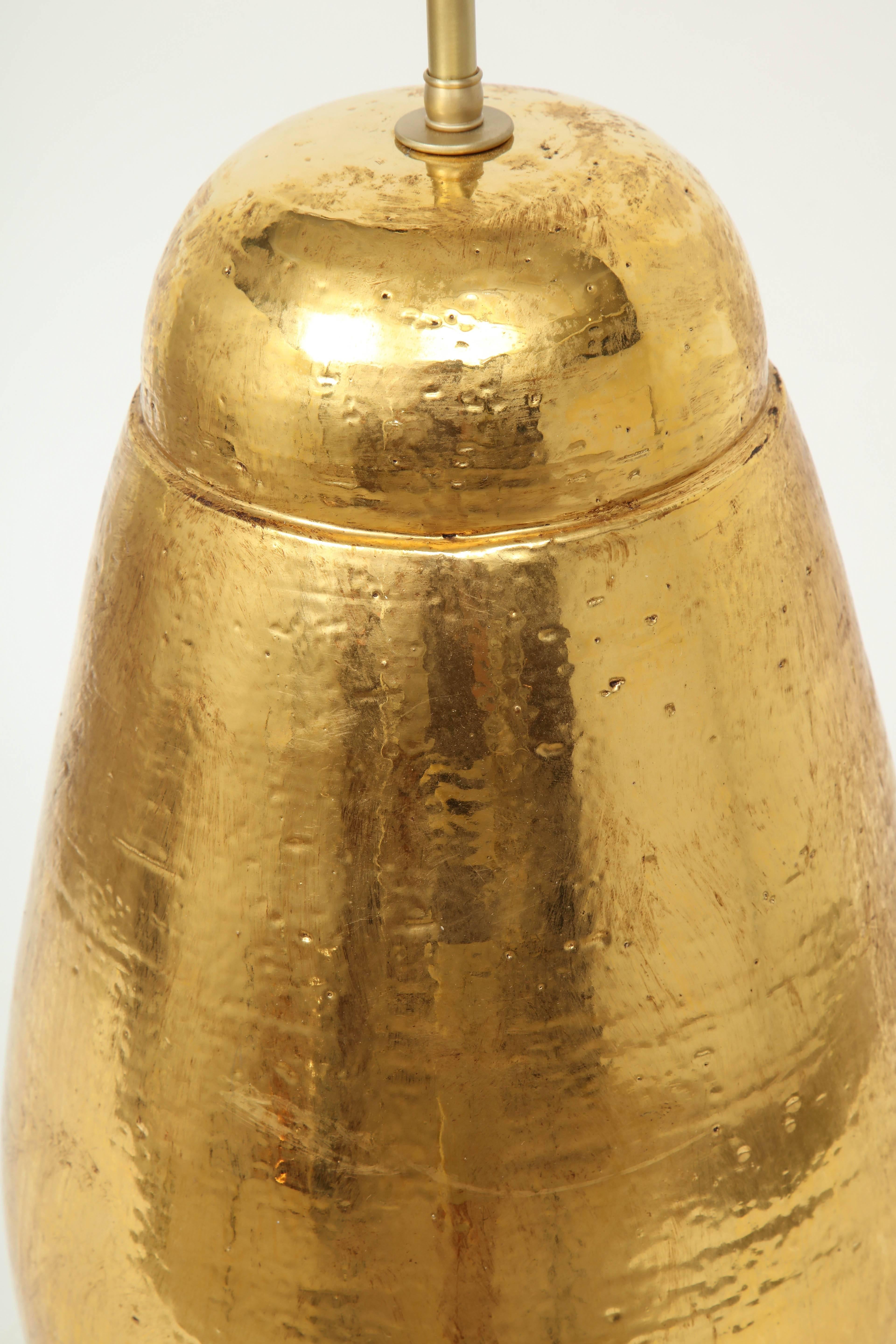Bitossi, großformatige, gold glasierte Terrakotta-Lampen (Italienisch) im Angebot