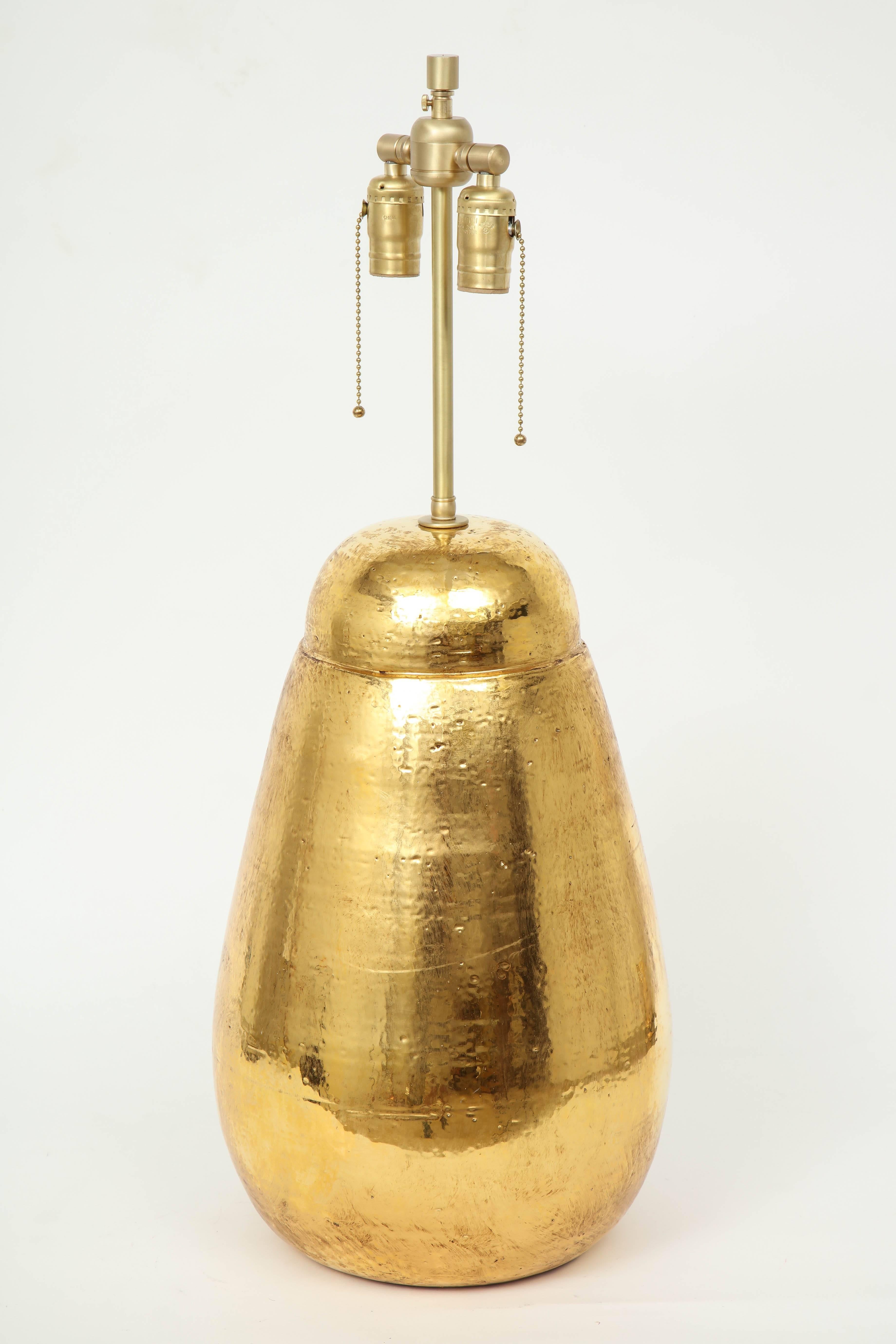 20th Century Large Scale, Bitossi Gold Glazed Terracotta Lamps For Sale