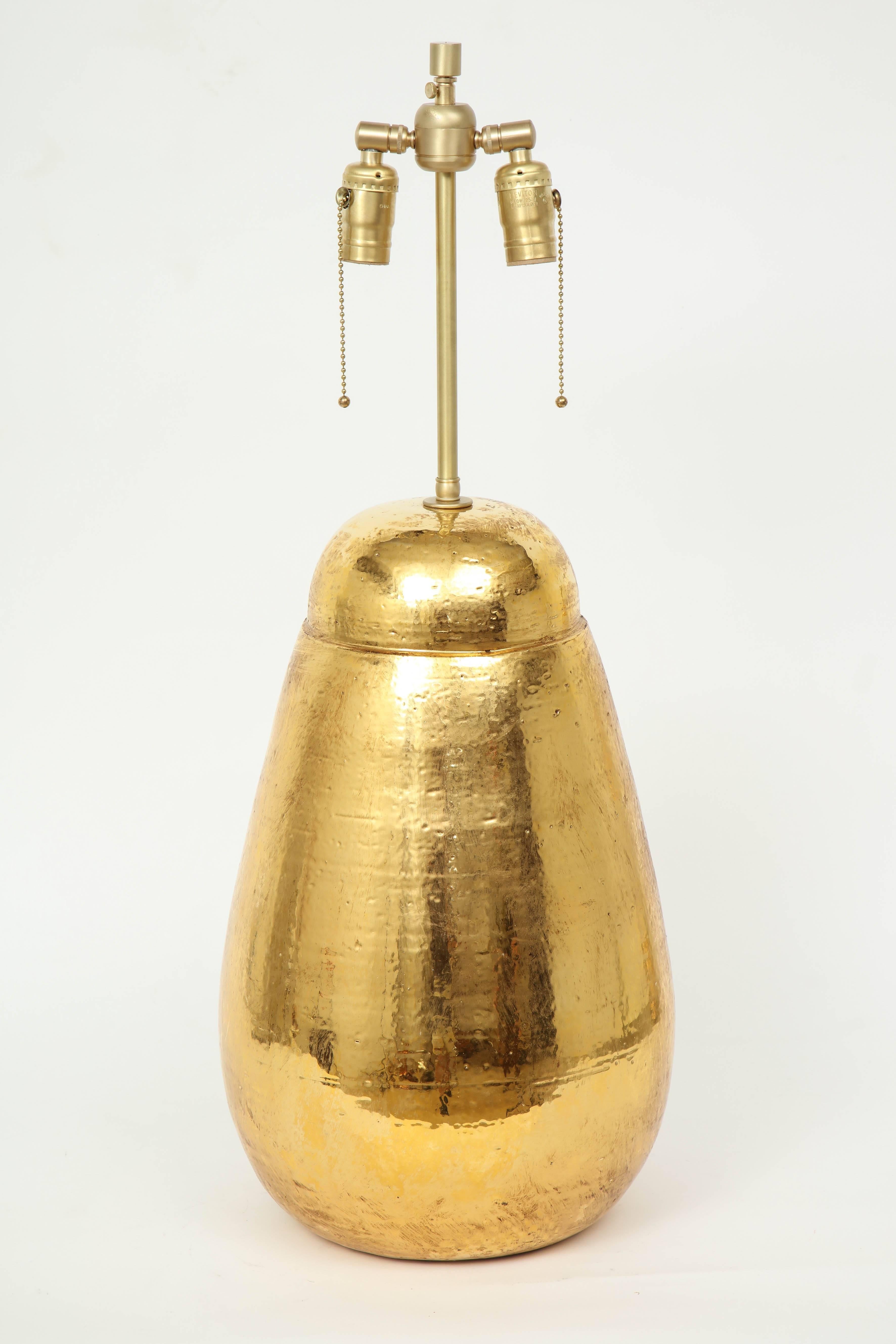 Bitossi, großformatige, gold glasierte Terrakotta-Lampen (20. Jahrhundert) im Angebot