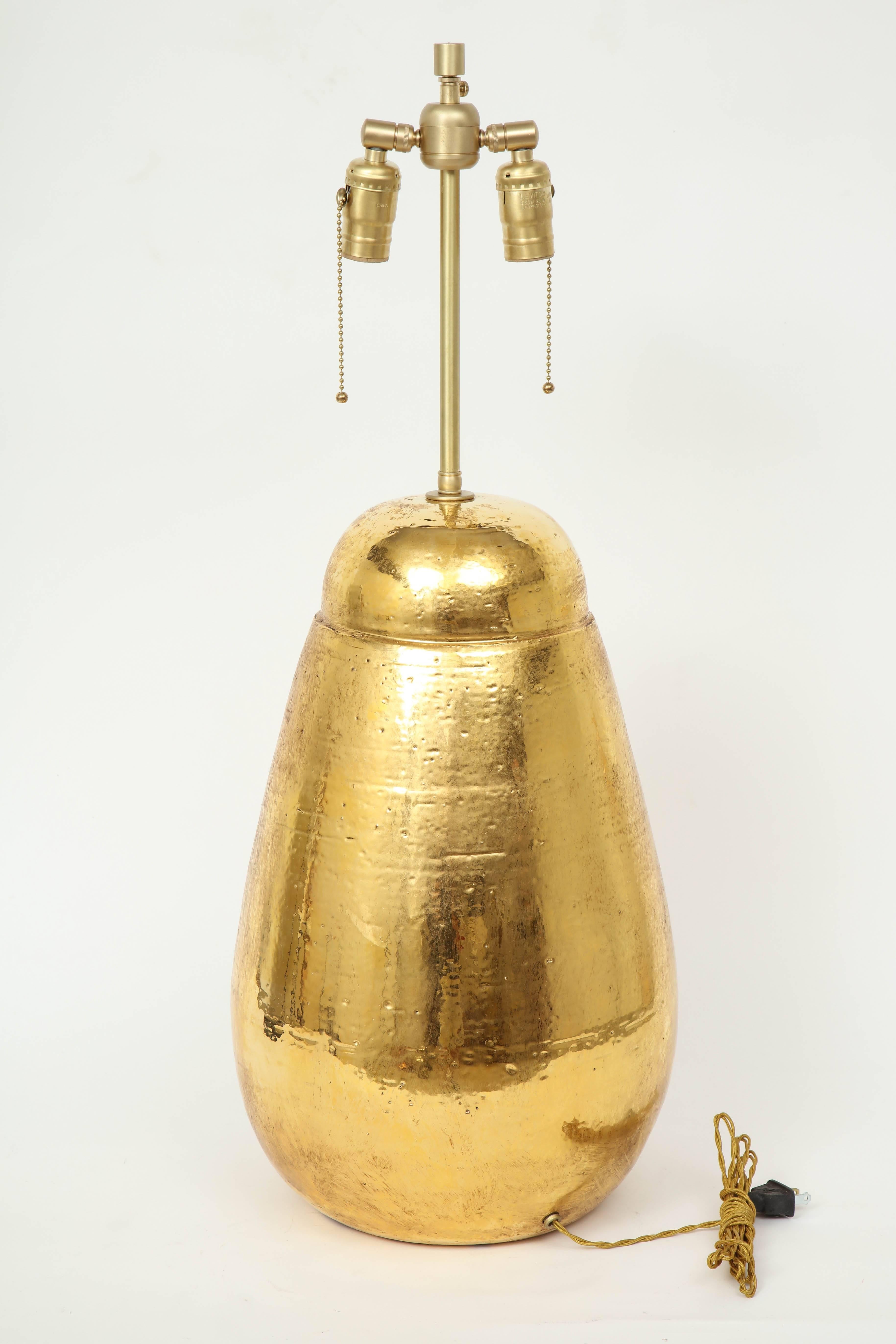 Bitossi, großformatige, gold glasierte Terrakotta-Lampen (Keramik) im Angebot