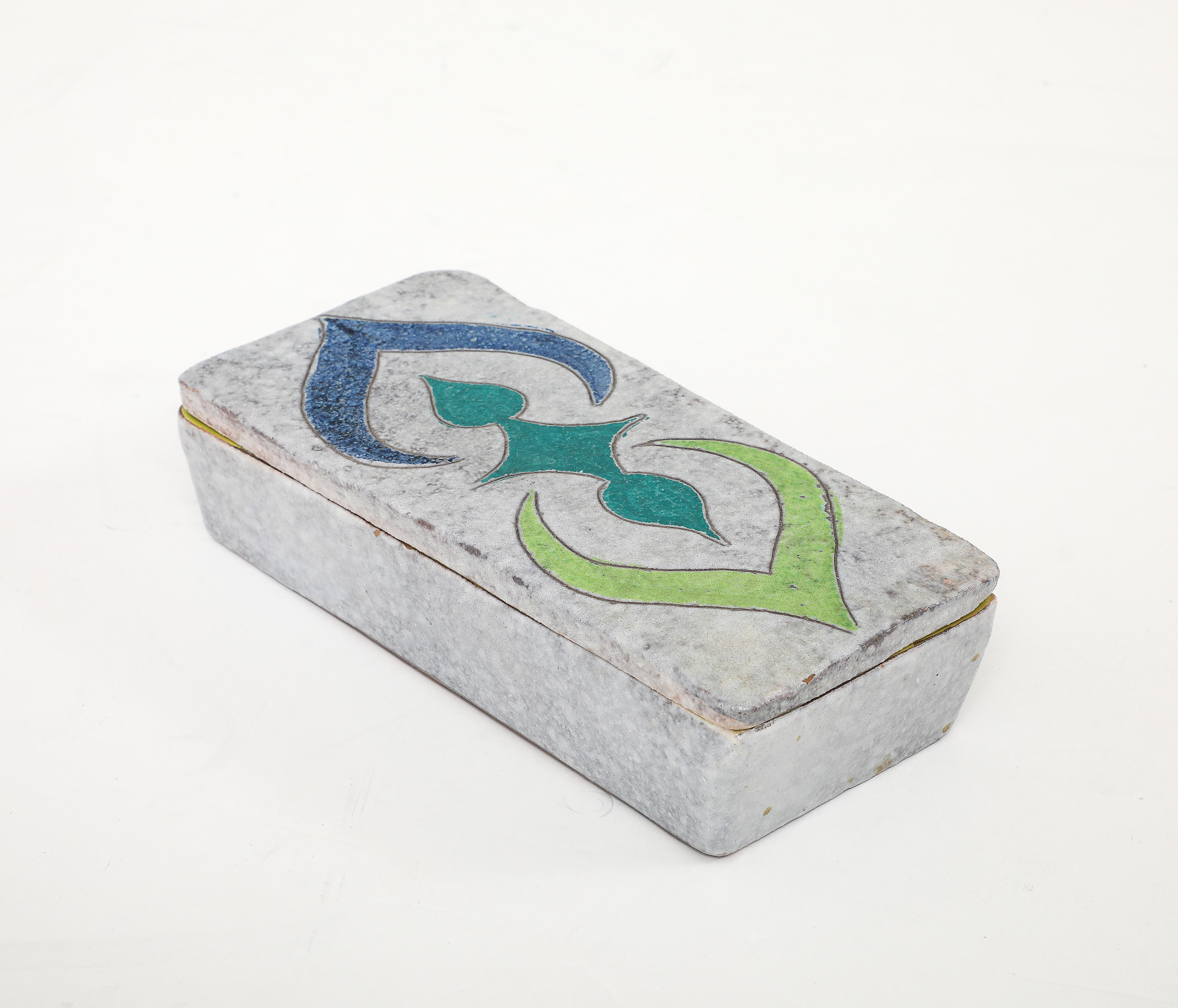 Mid-Century Modern Bitossi Graphic Pattered Ceramic Box For Sale