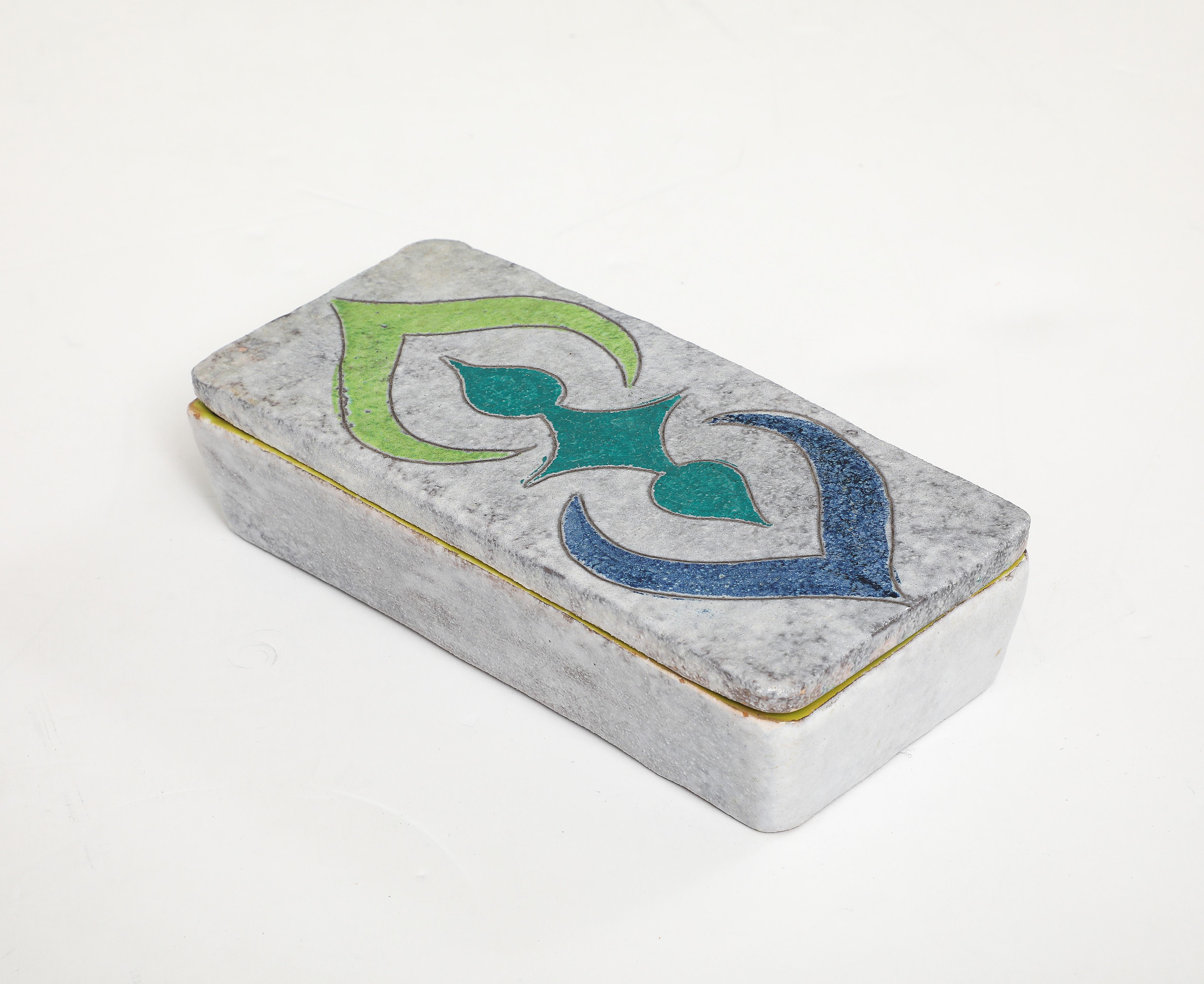 Bitossi Graphic Pattered Ceramic Box In Good Condition For Sale In New York, NY