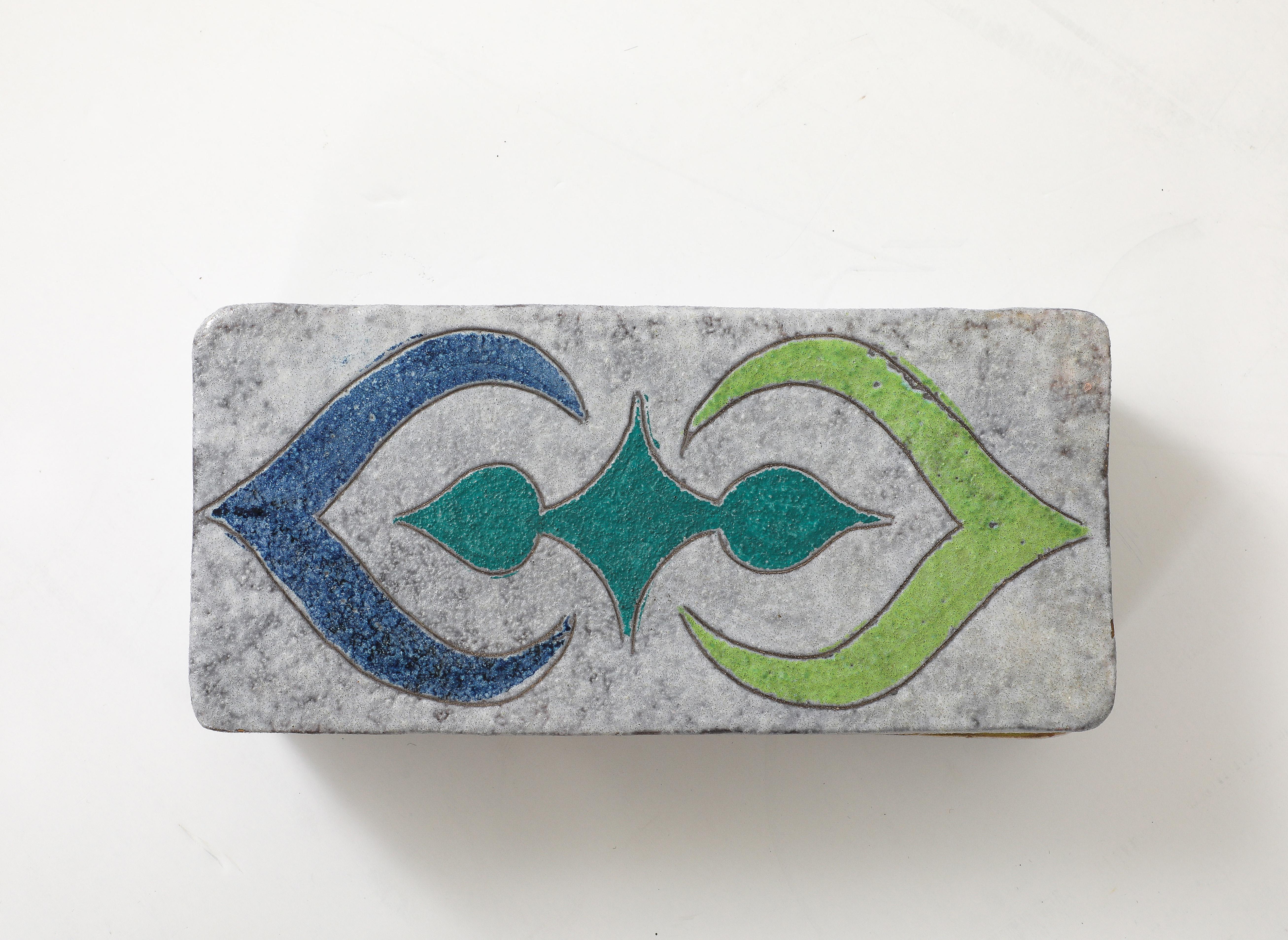 20th Century Bitossi Graphic Pattered Ceramic Box For Sale