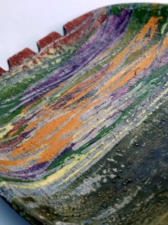 Bitossi Green and Purple Ceramic Catchall Ashtray for Raymor