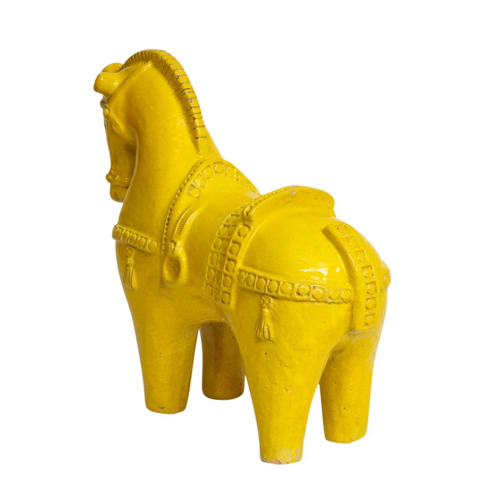 Large Bitossi Horse, Ceramic, Yellow, Signed 10