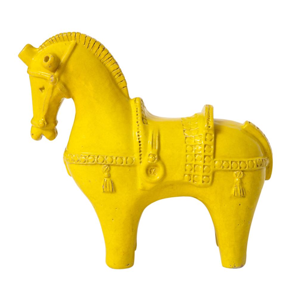 Large Bitossi Horse, Ceramic, Yellow, Signed