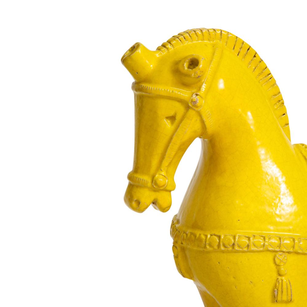 Mid-Century Modern Large Bitossi Horse, Ceramic, Yellow, Signed