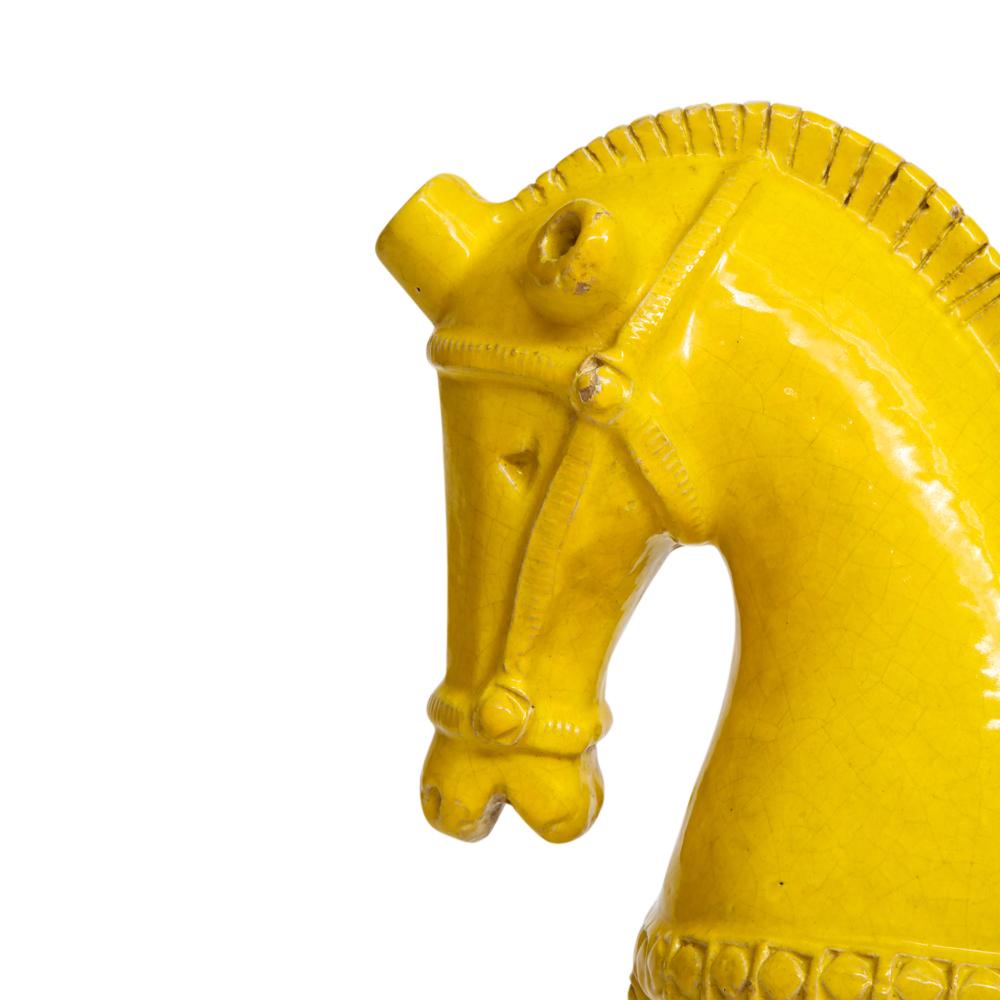 Italian Large Bitossi Horse, Ceramic, Yellow, Signed