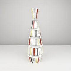 Bitossi Italian Ceramic Vase with Geometric Stripes, Signed, Mid-Century