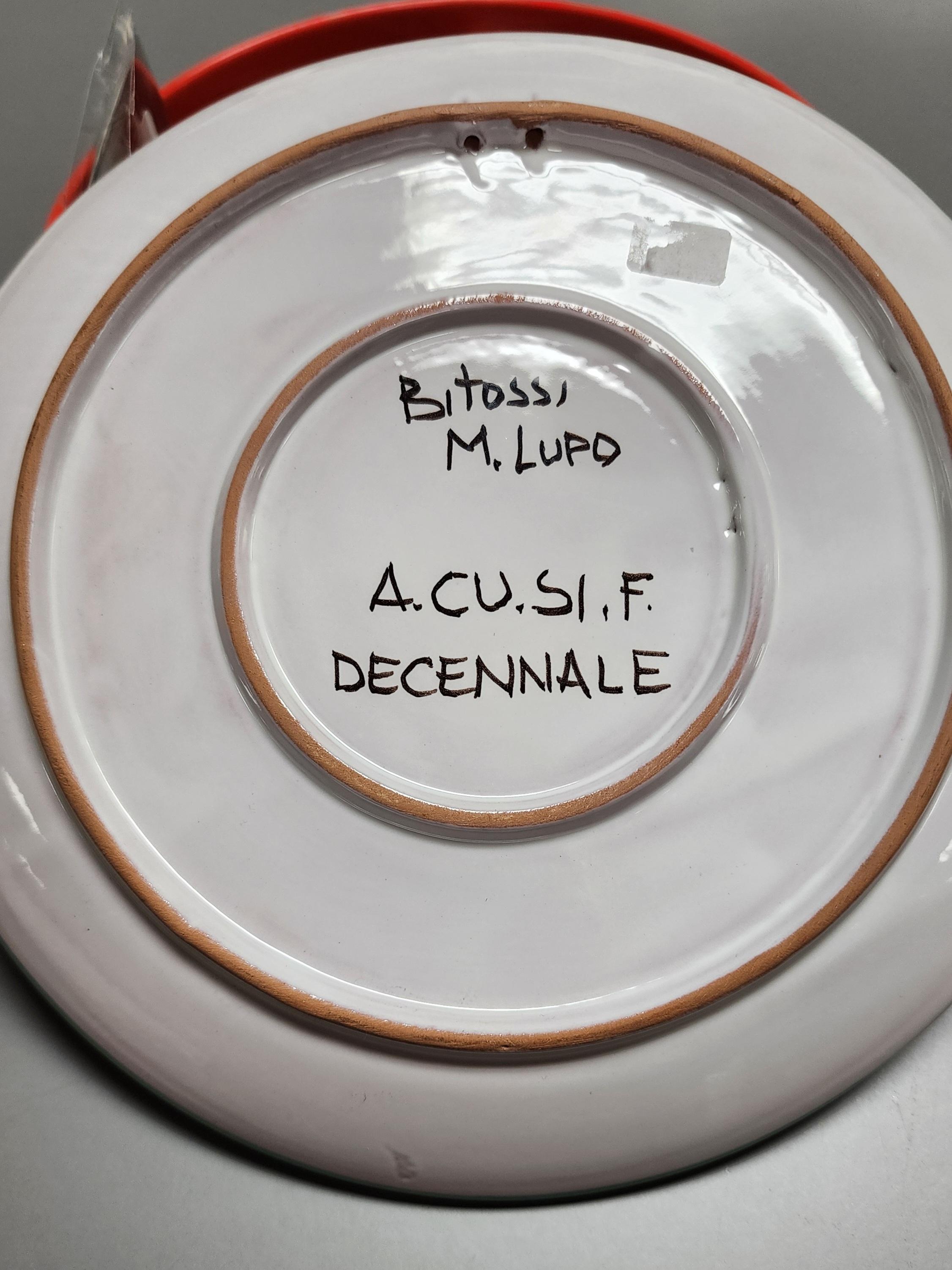 20th Century Bitossi Italian Pottery Montelupo Majolica Plate  For Sale