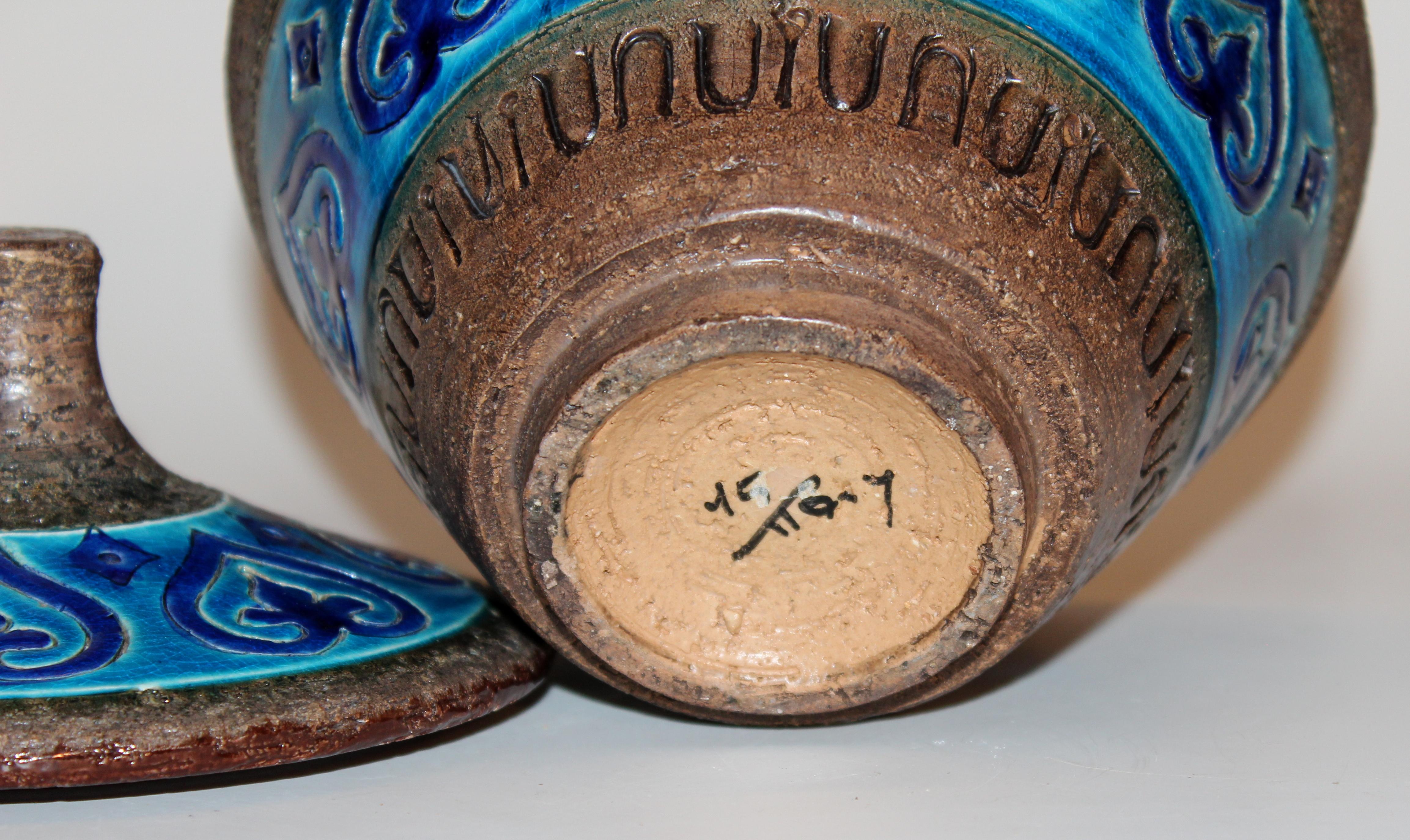 Mid-20th Century Bitossi Italian Pottery Raymor Jar and Cover Vintage Rimini Blue Londi Ceramic