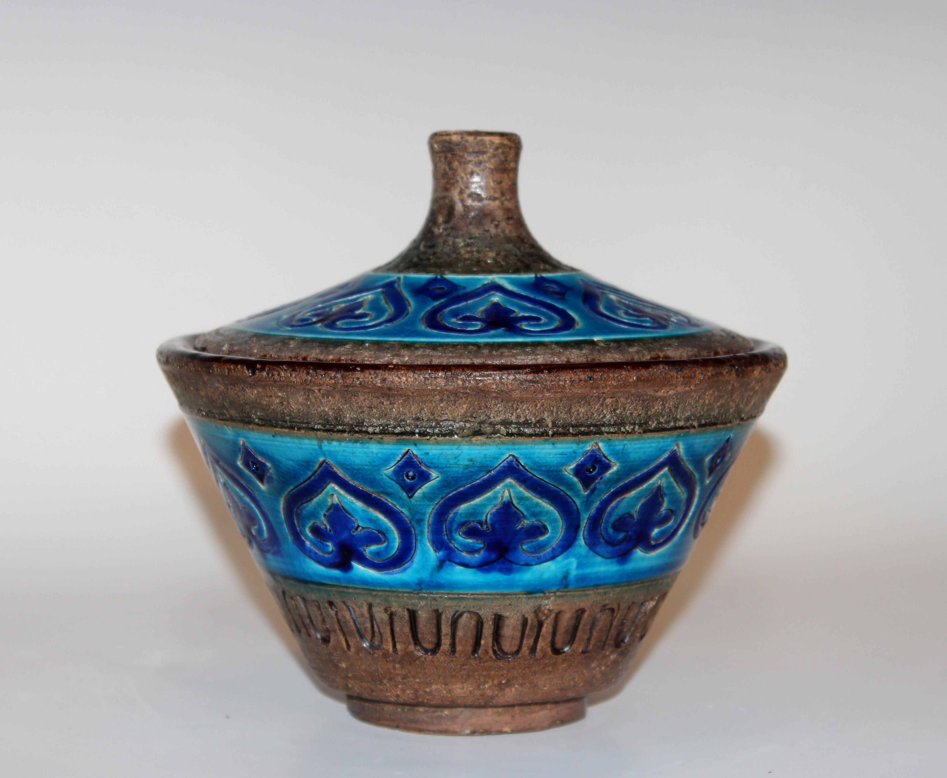 Bitossi Italian Pottery Raymor Jar and Cover Vintage Rimini Blue Londi Ceramic 1