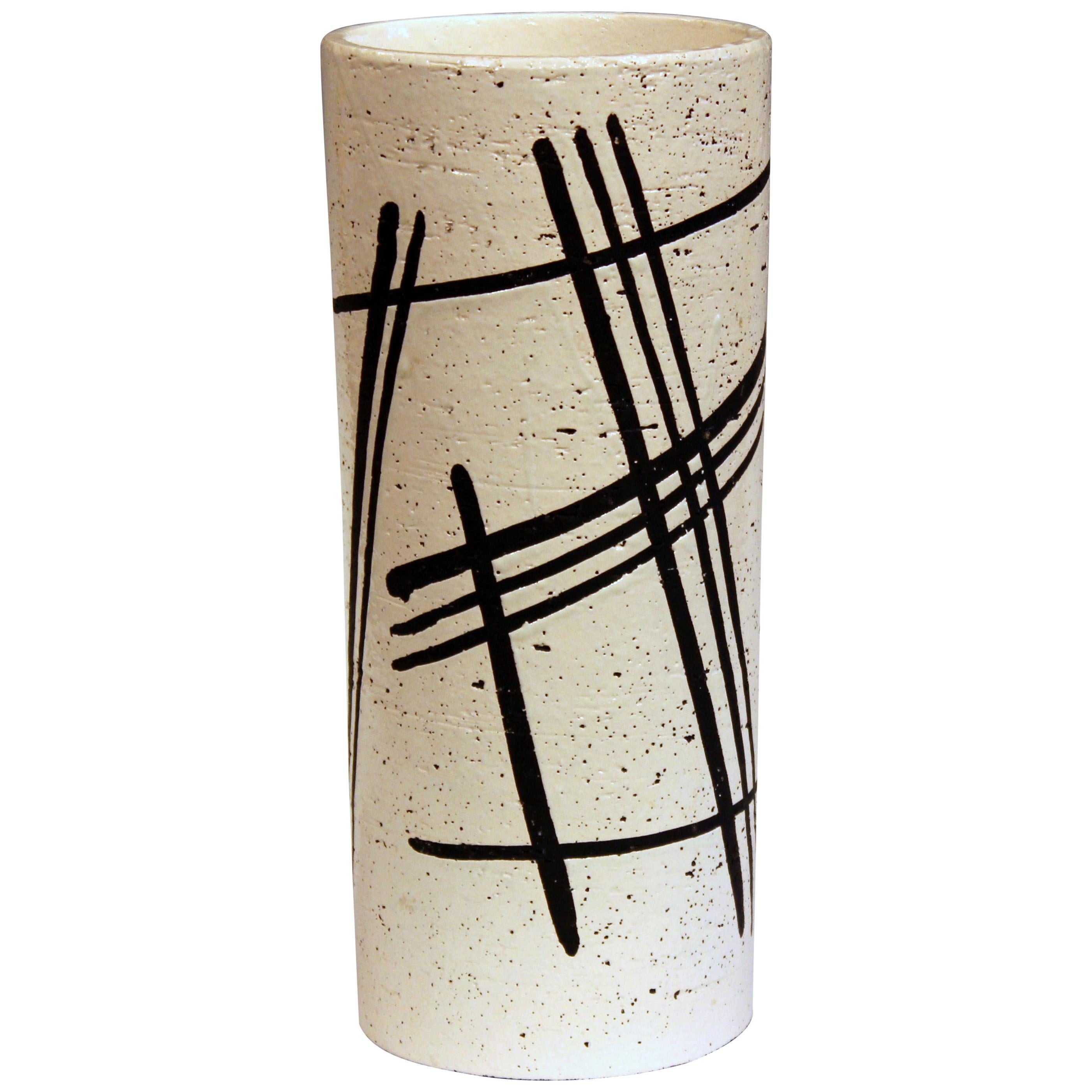Bitossi Italian Pottery Raymor Rosenthal-Netter Vase Vintage Londi Black & White