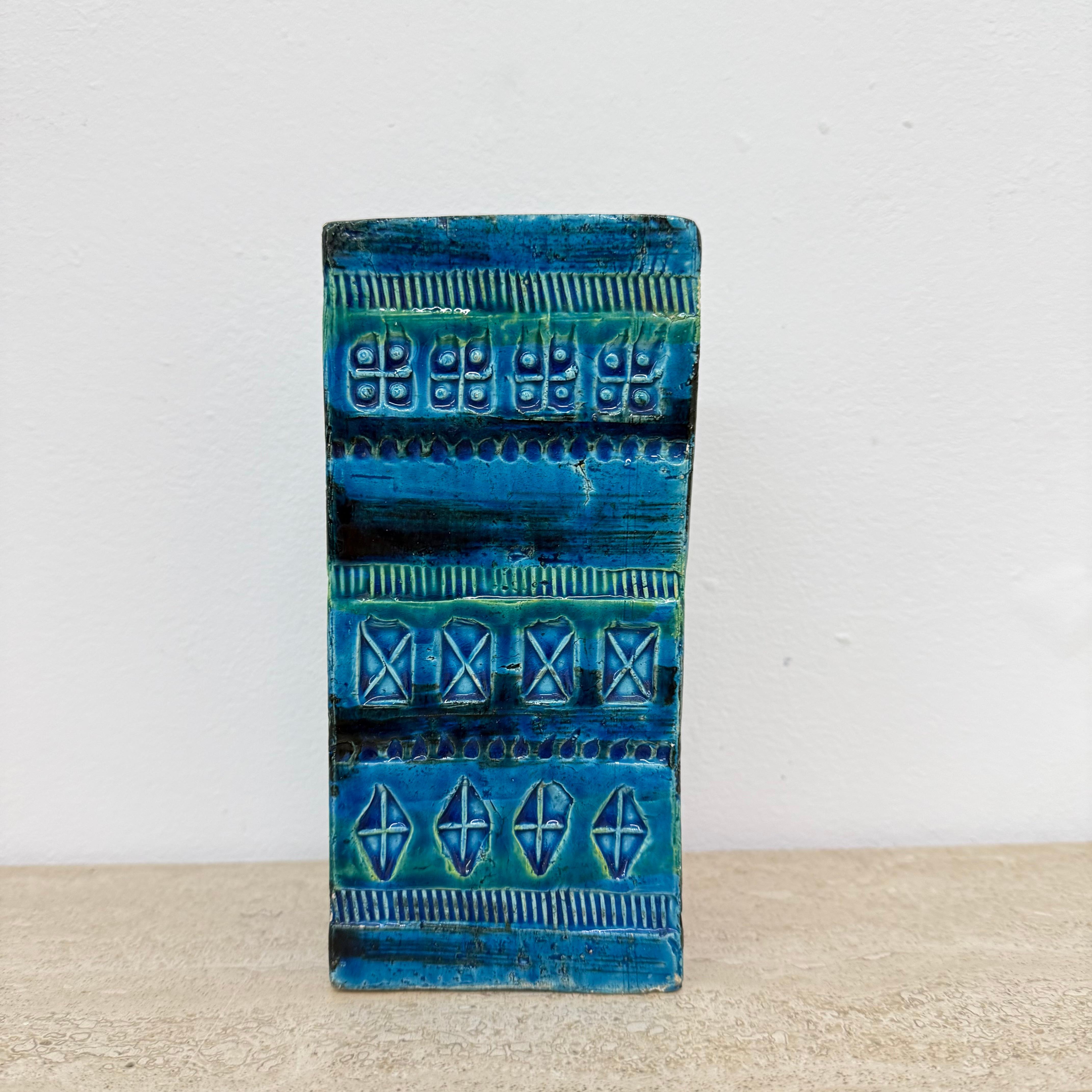 Bitossi Italian vase Rimini blue by Aldo Londi , 1970s For Sale 4