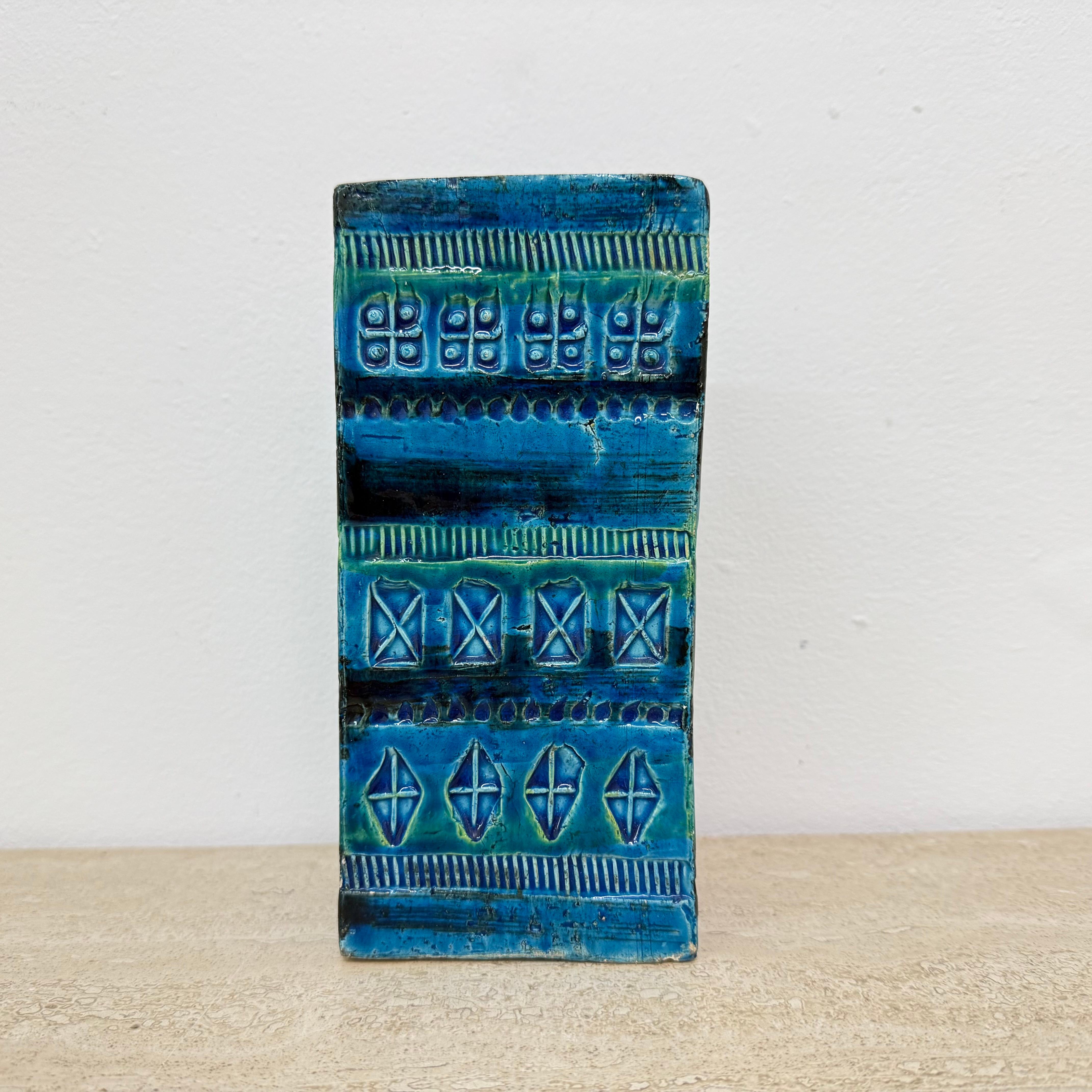 Bitossi Italian vase Rimini blue by Aldo Londi , 1970s For Sale 5