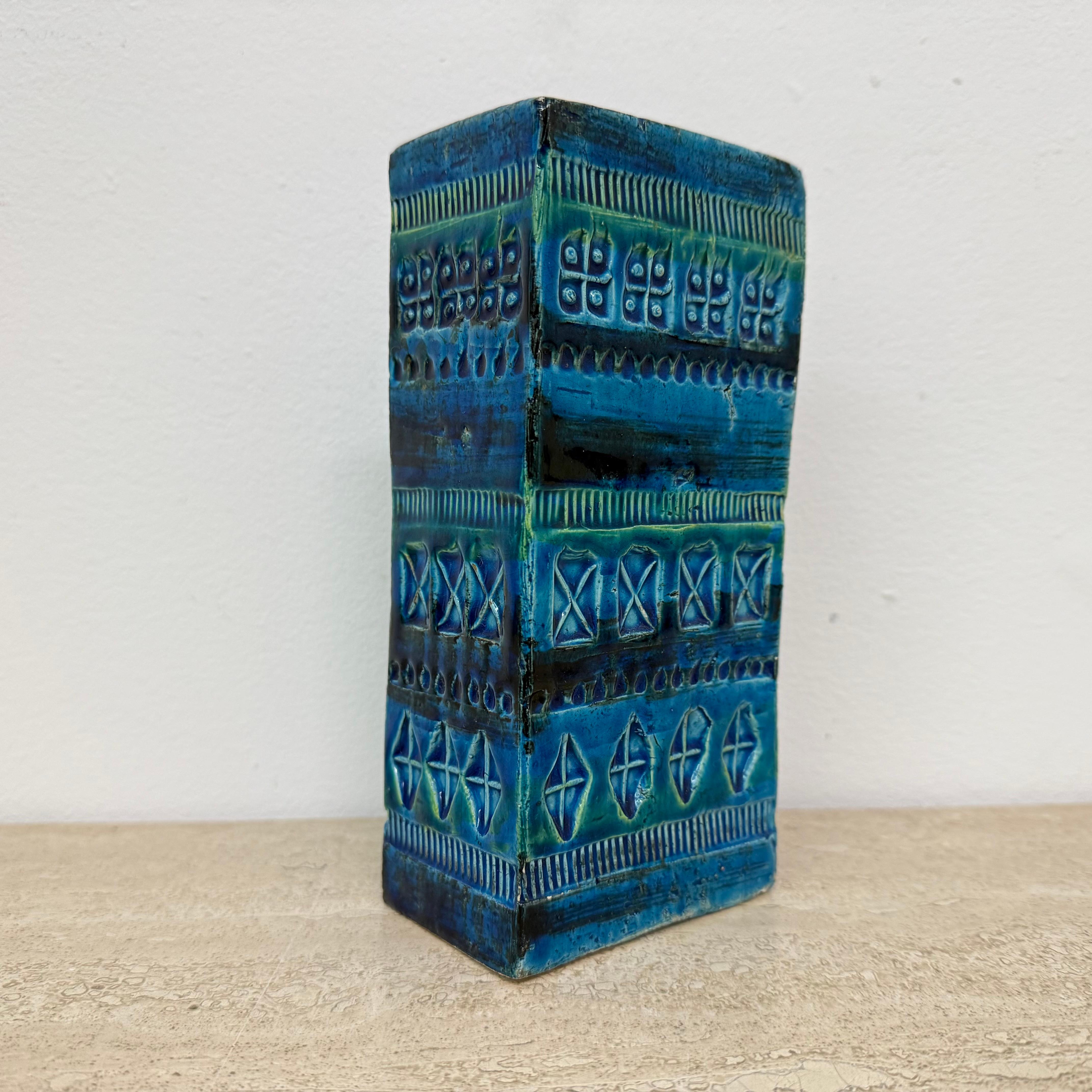 Bitossi Italian vase Rimini blue by Aldo Londi , 1970s For Sale 8