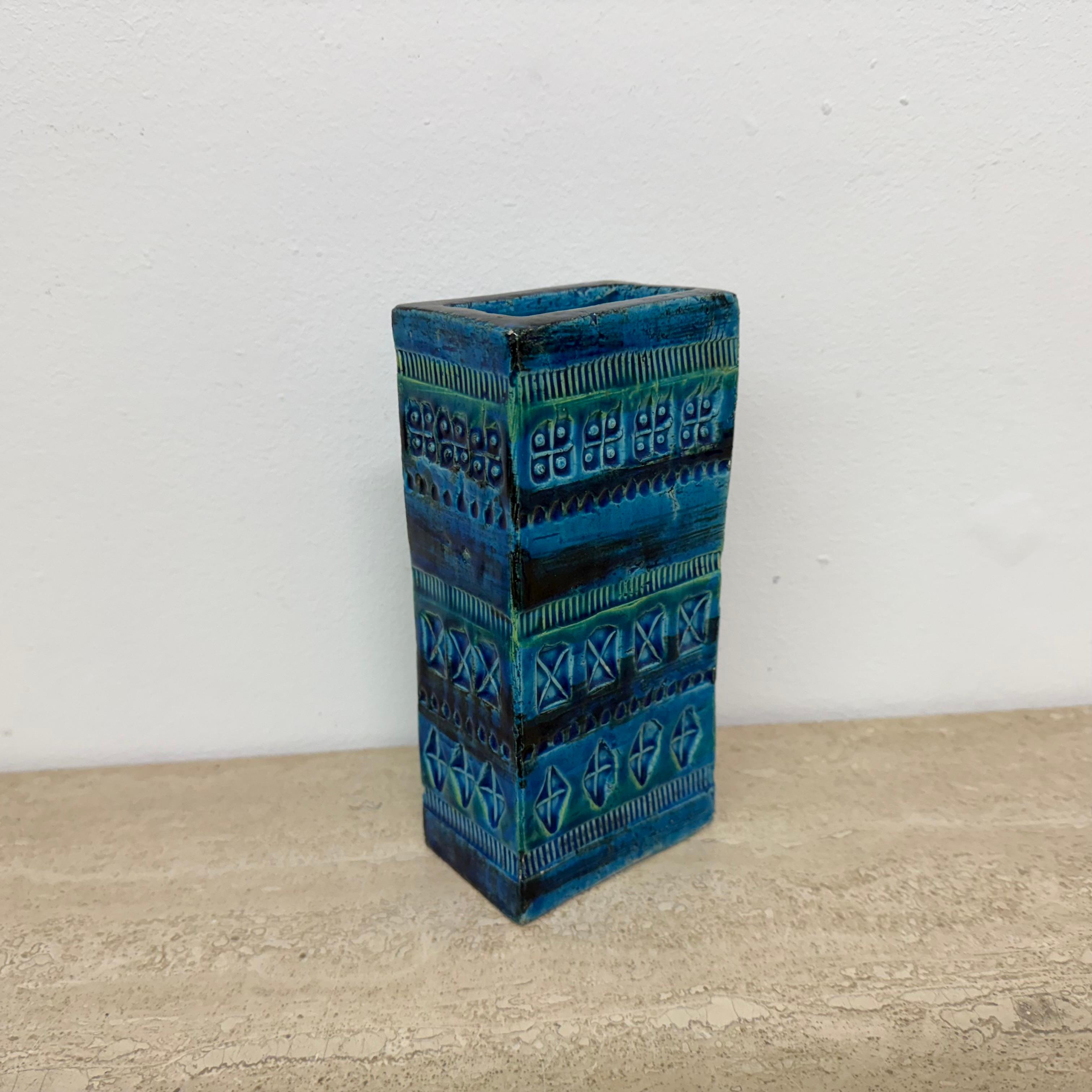Bitossi Italian vase Rimini blue by Aldo Londi , 1970s For Sale 9