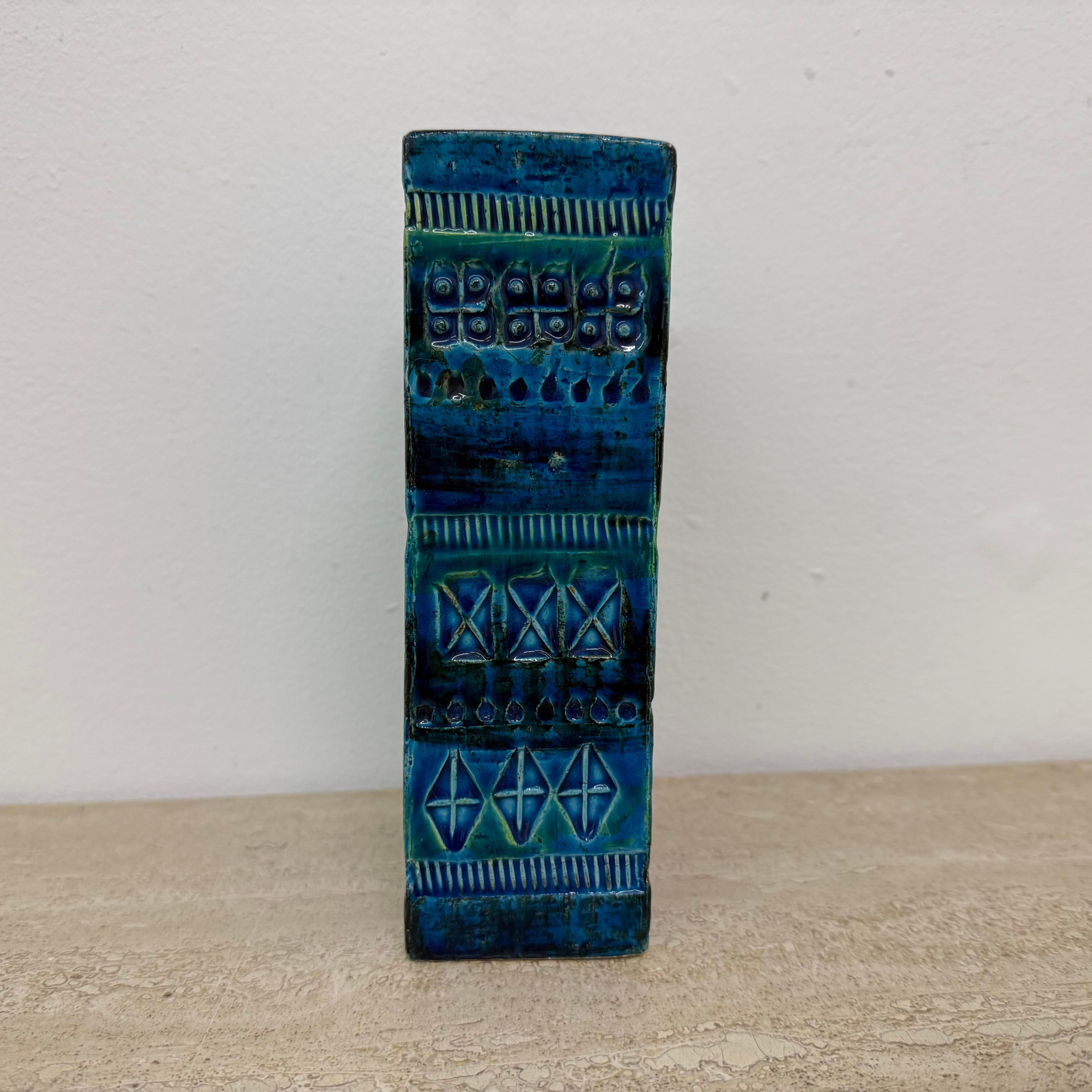 Bitossi Italian vase Rimini blue by Aldo Londi , 1970s For Sale 10
