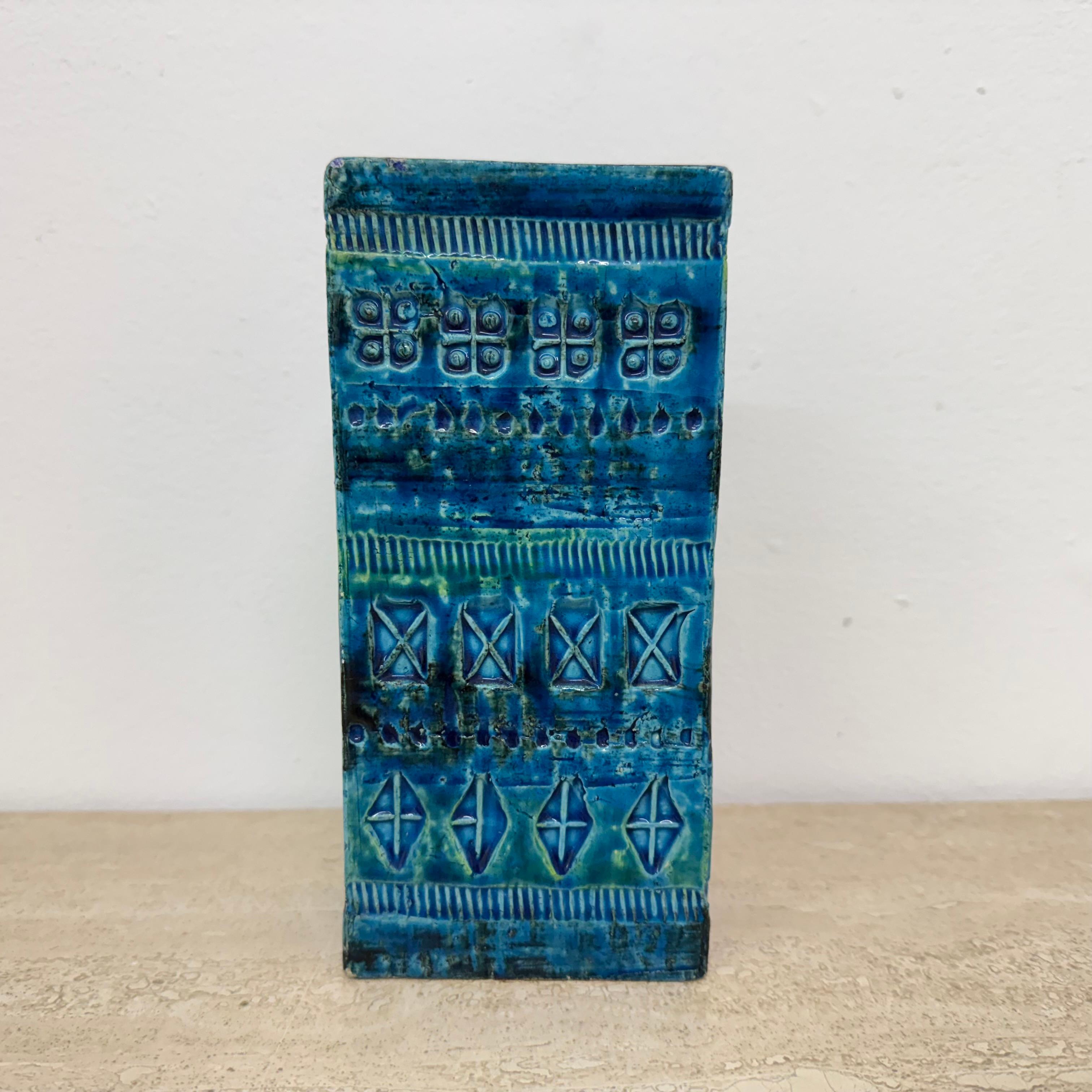 Bitossi Italian vase Rimini blue by Aldo Londi , 1970s For Sale 11