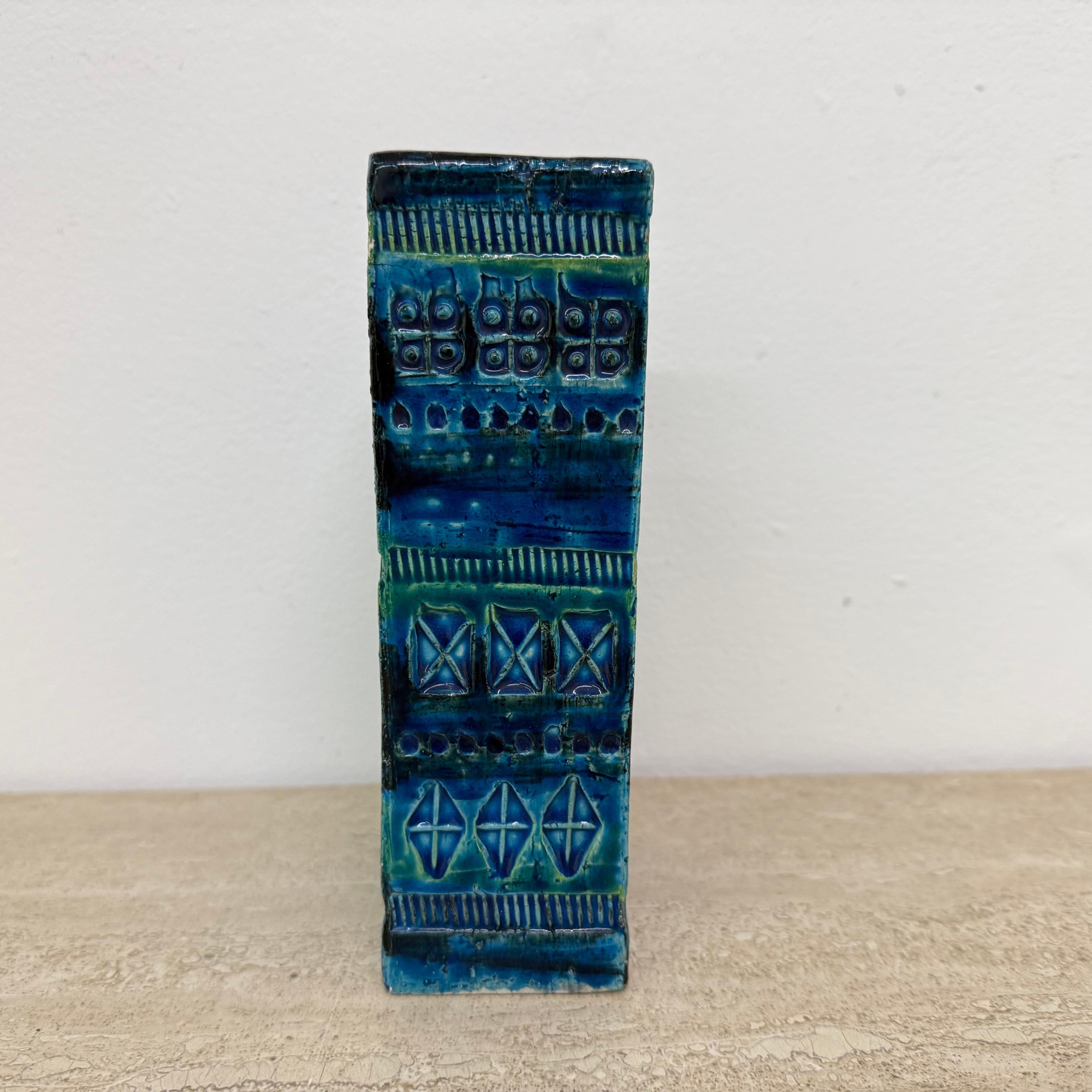 Bitossi Italian vase Rimini blue by Aldo Londi , 1970s For Sale 12