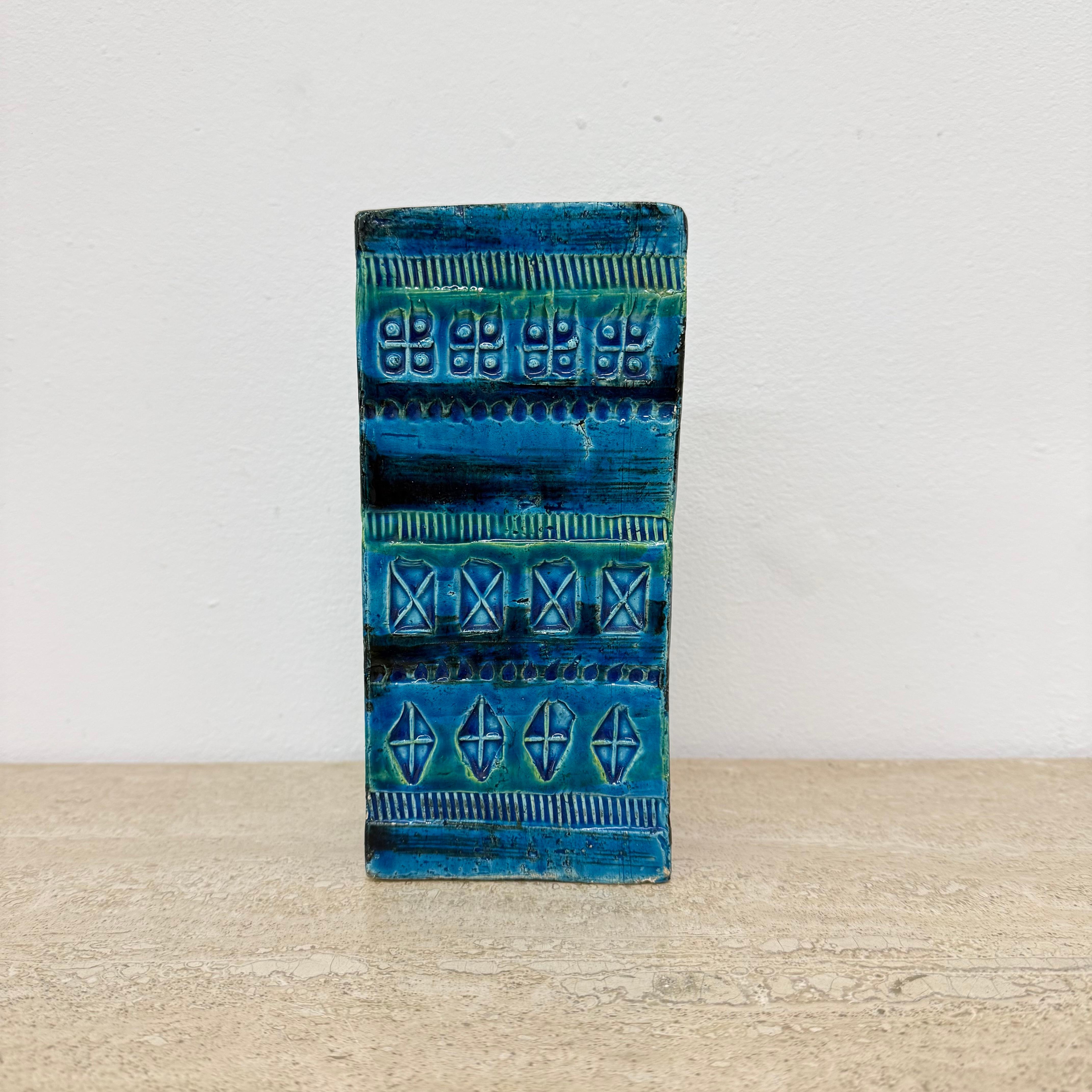 Mid-Century Modern Bitossi Italian vase Rimini blue by Aldo Londi , 1970s For Sale