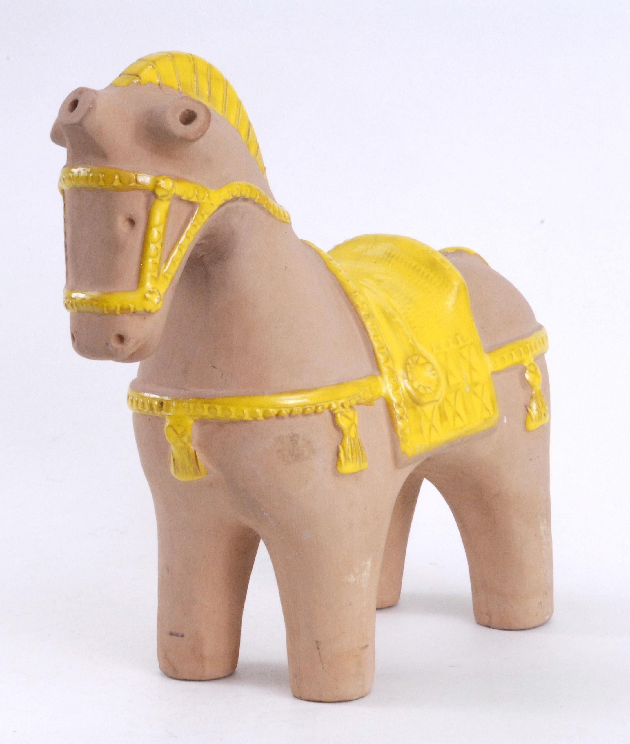 Mid-Century Modern Bitossi Italy circa 1968 Aldo Londi Yellow Horse