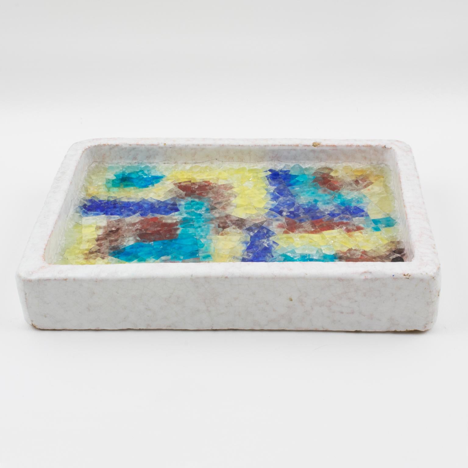 Bitossi Italien Keramik und Glas Mosaik Tafelaufsatz Schale Catchall,  um 1960 (Moderne der Mitte des Jahrhunderts) im Angebot