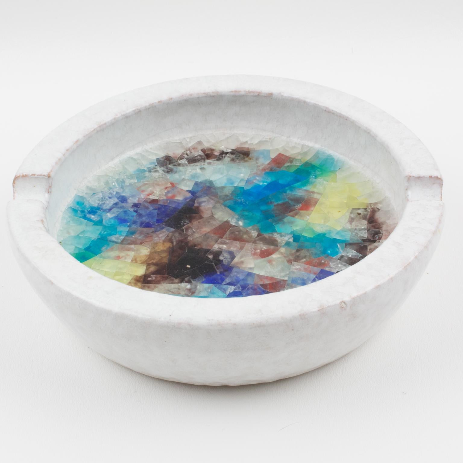 Bitossi Italy Ceramic Ashtray Bowl with Glass Mosaic 2