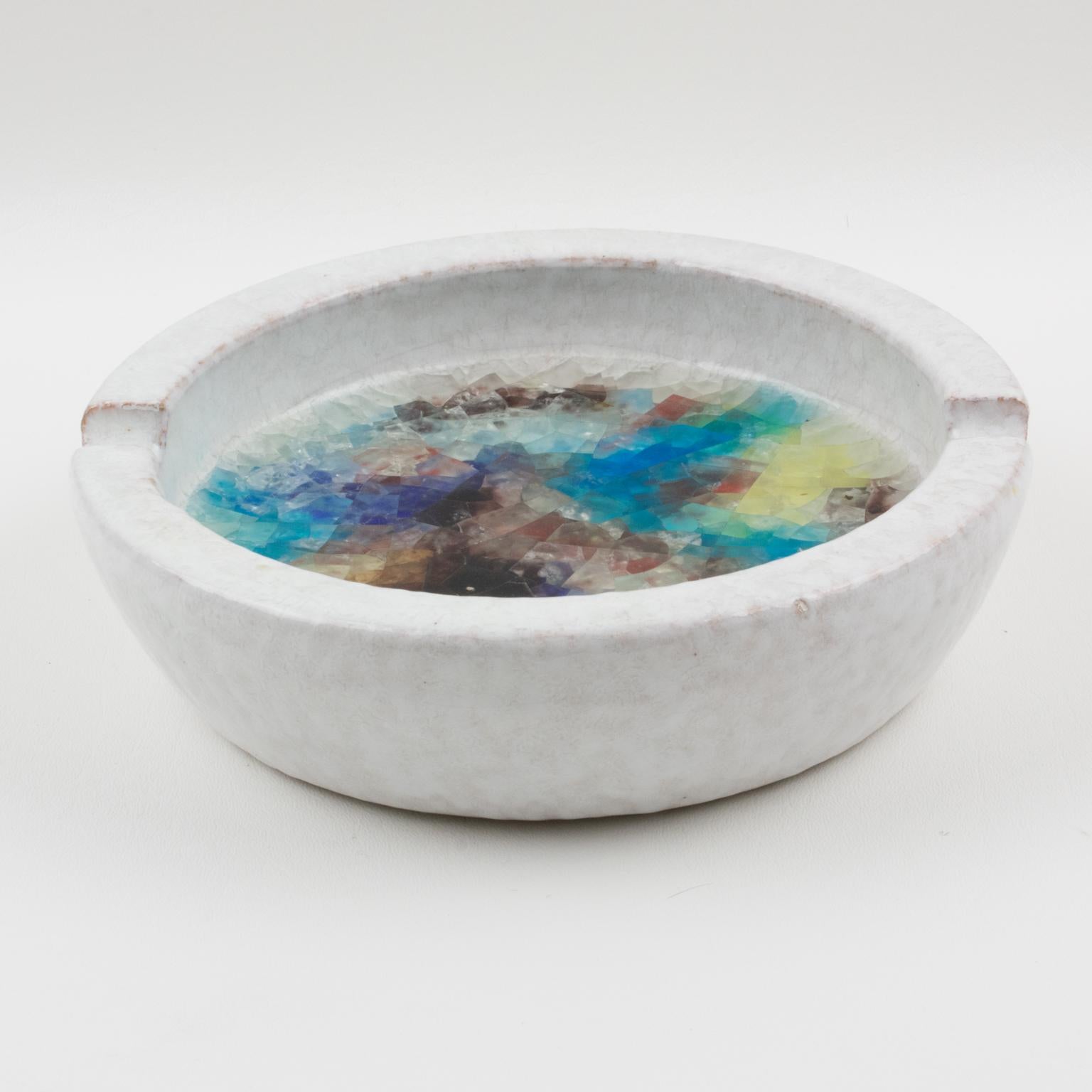 Bitossi Italy Ceramic Ashtray Bowl with Glass Mosaic 3