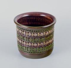 Bitossi, Italy, ceramic herb pot with a geometric pattern, 1960/70s