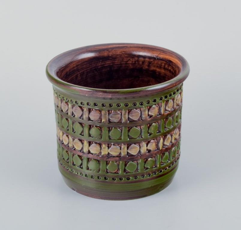 Mid-Century Modern Bitossi, Italy, ceramic herb pot with a geometric pattern, 1960/70s For Sale