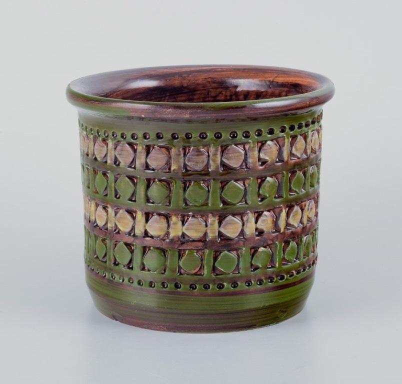 Italian Bitossi, Italy, ceramic herb pot with a geometric pattern, 1960/70s For Sale