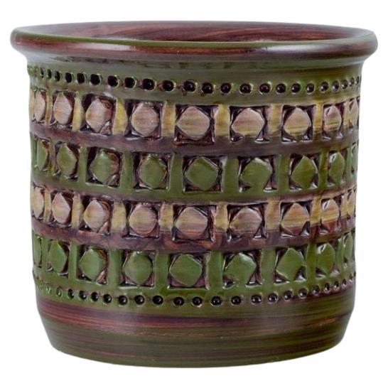 Bitossi, Italy, ceramic herb pot with a geometric pattern, 1960/70s For Sale