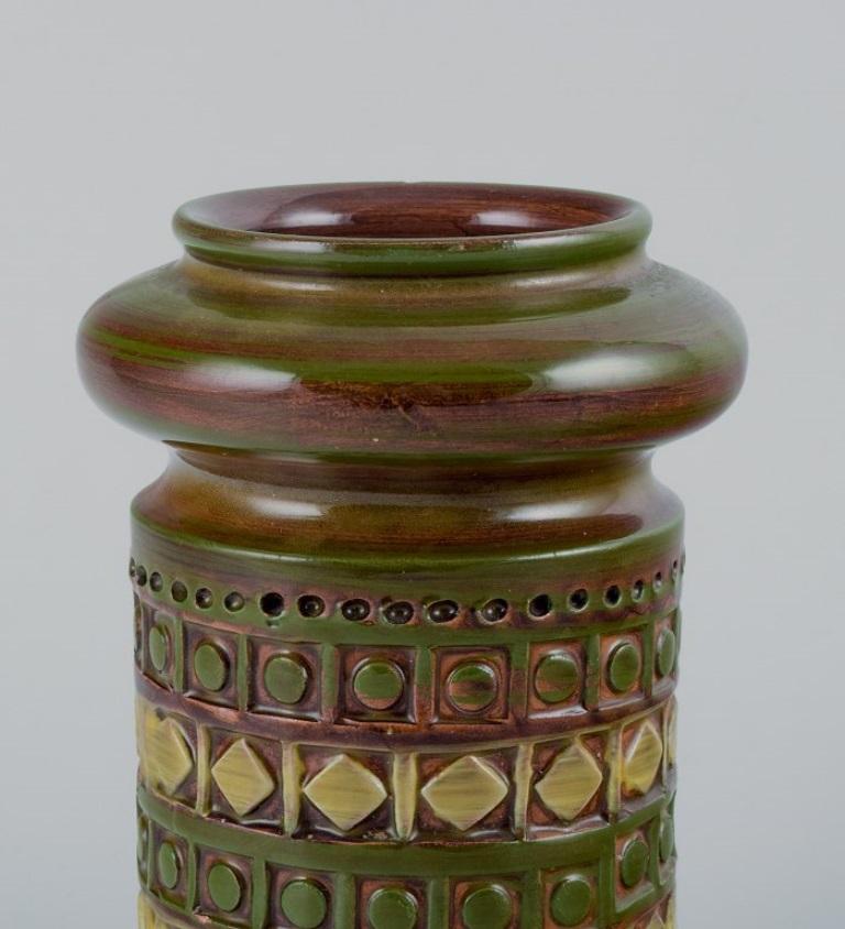 Italian Bitossi, Italy, ceramic vase with geometric pattern, 1960/70s For Sale