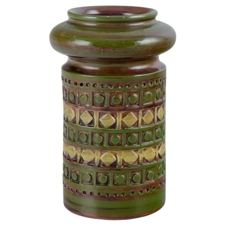 Bitossi, Italy, ceramic vase with geometric pattern, 1960/70s For Sale