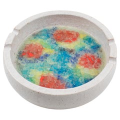 Bitossi Italy for Raymor Glaze Ceramic Ashtray Bowl with Glass Mosaic