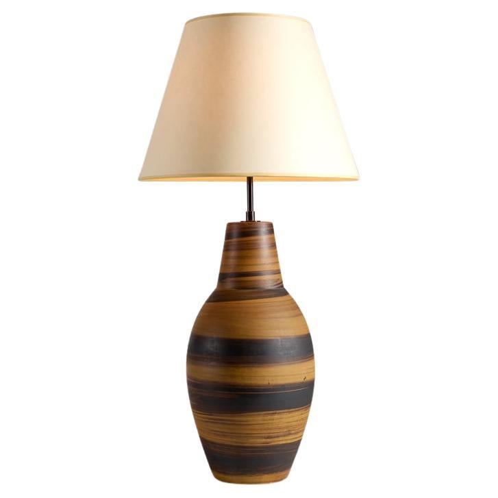 Bitossi Italy for Raymor, Incised Ceramic Table Lamp, Italy, Mid-20th Century For Sale