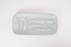 Bitossi Italie, grand plateau gris avec feuilles et points, céramique du milieu du siècle dernier, années 1960